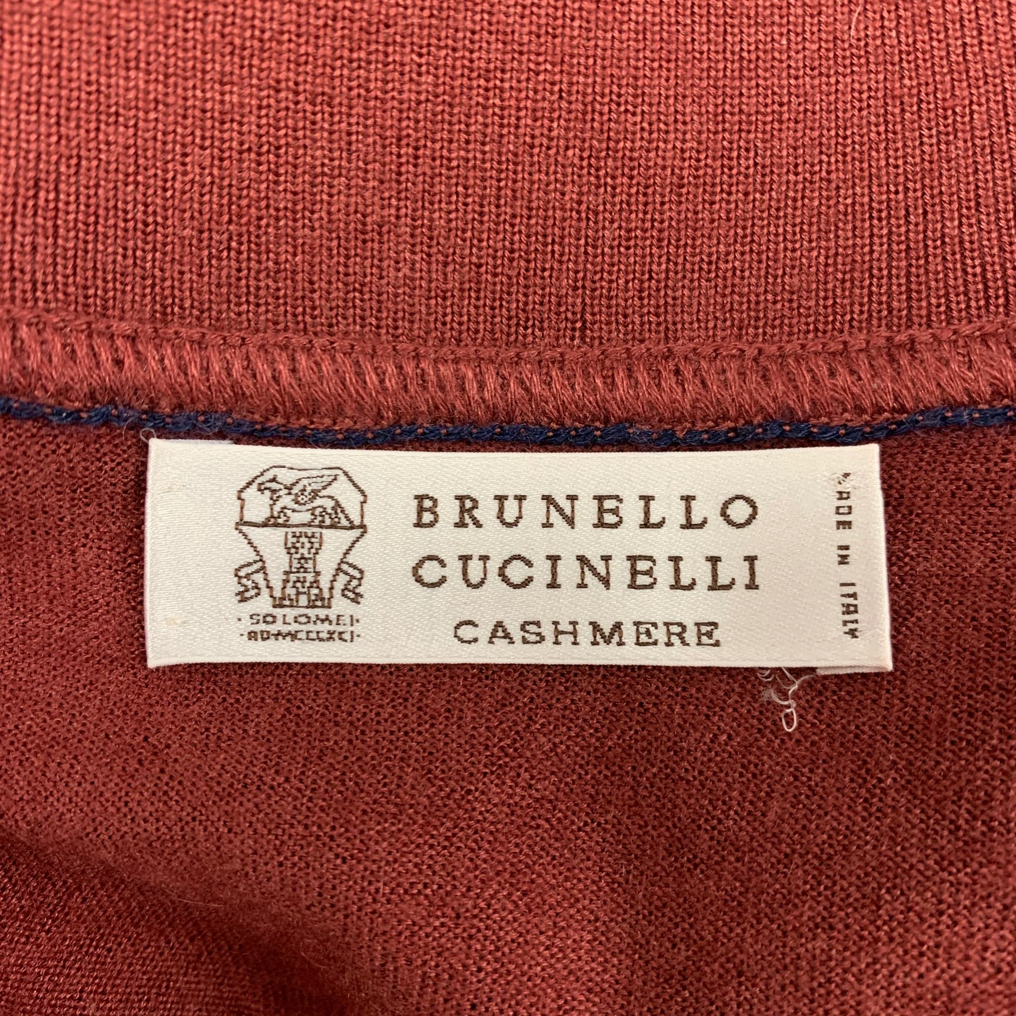 BRUNELLO CUCINELLI Size S Red Cashmere Silk Bomber Jacket - Image 6