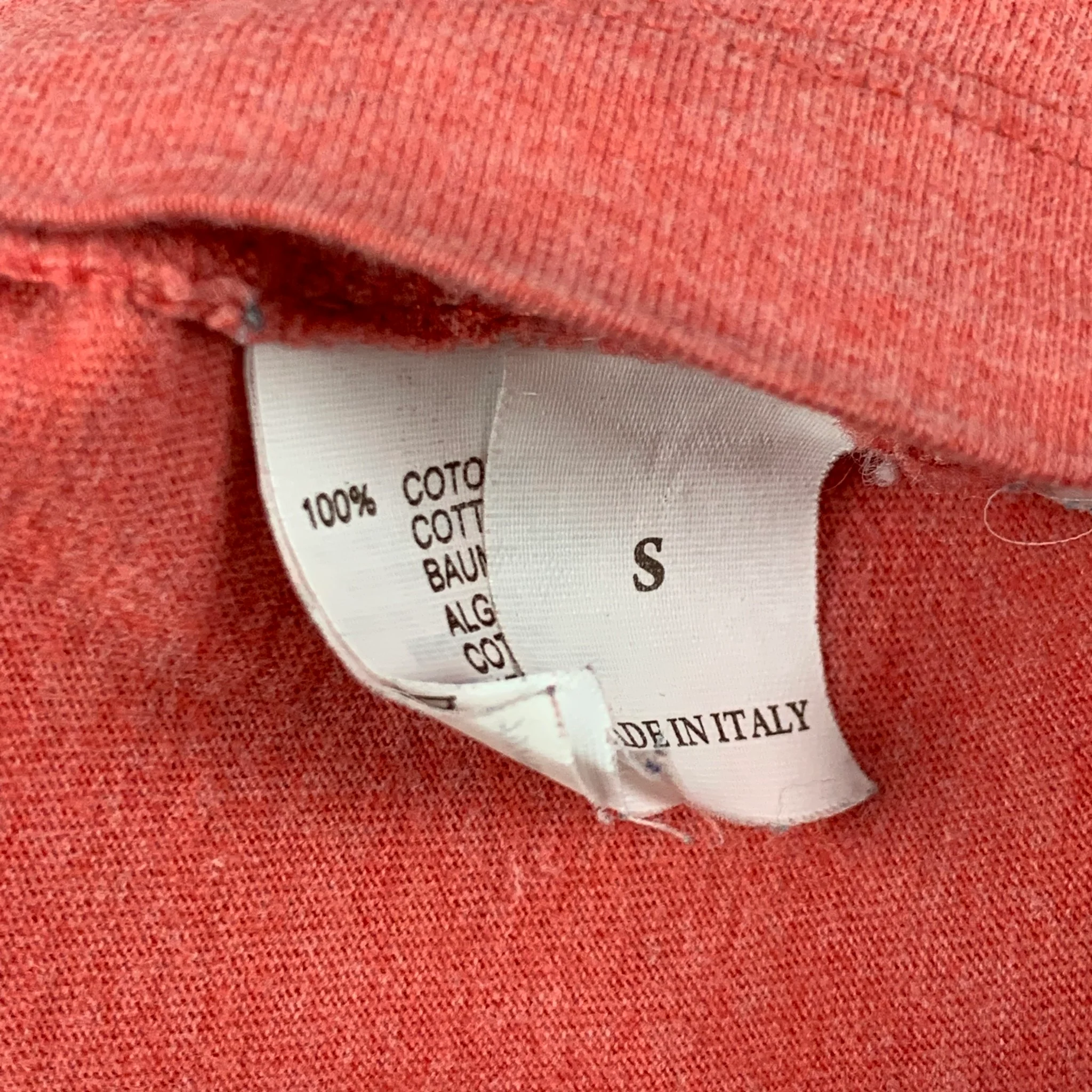 BRUNELLO CUCINELLI Size S Red Grey Cotton V-Neck T-shirt - Image 4