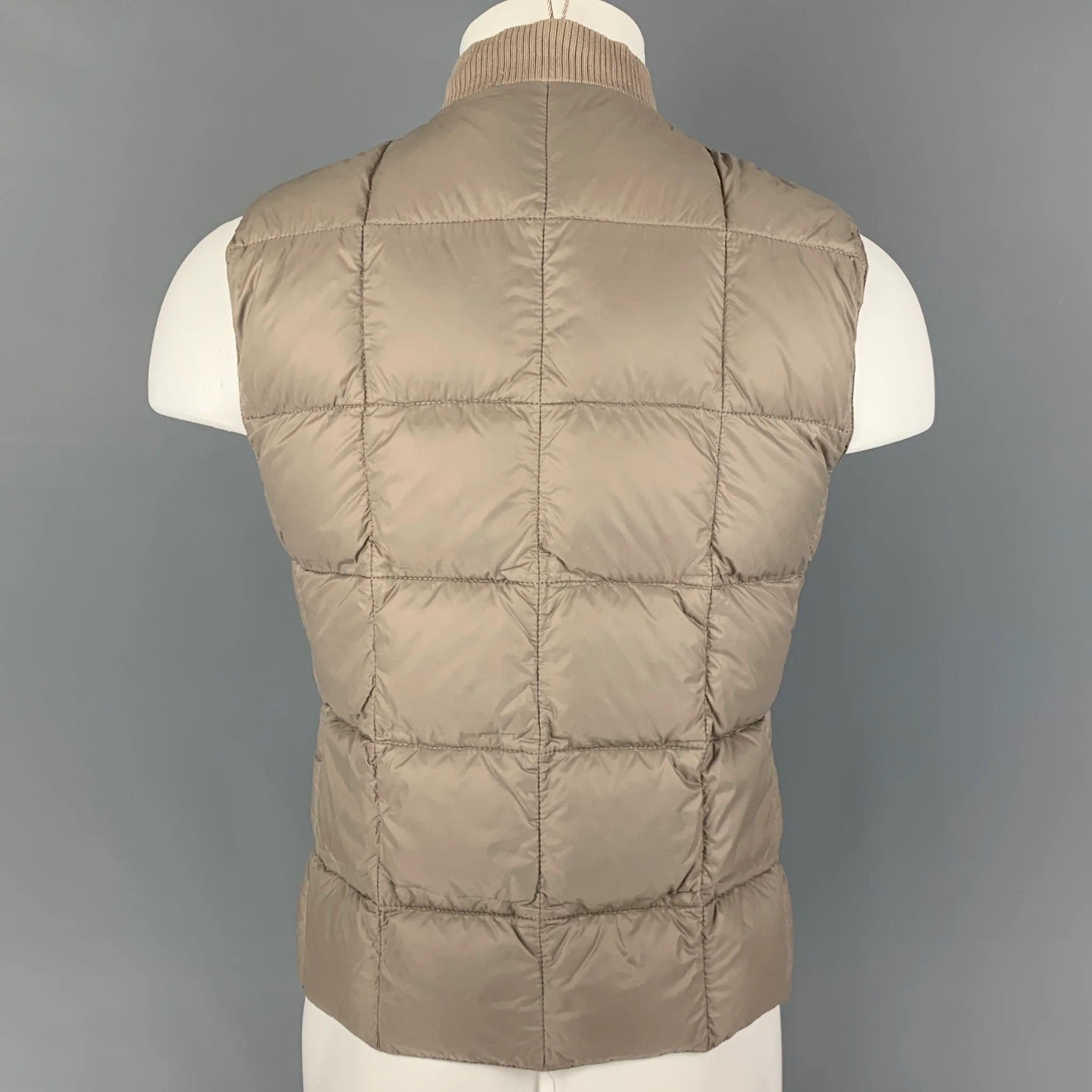 BRUNELLO CUCINELLI Size S Red Taupe Quilted Reversible Vest - Image 3