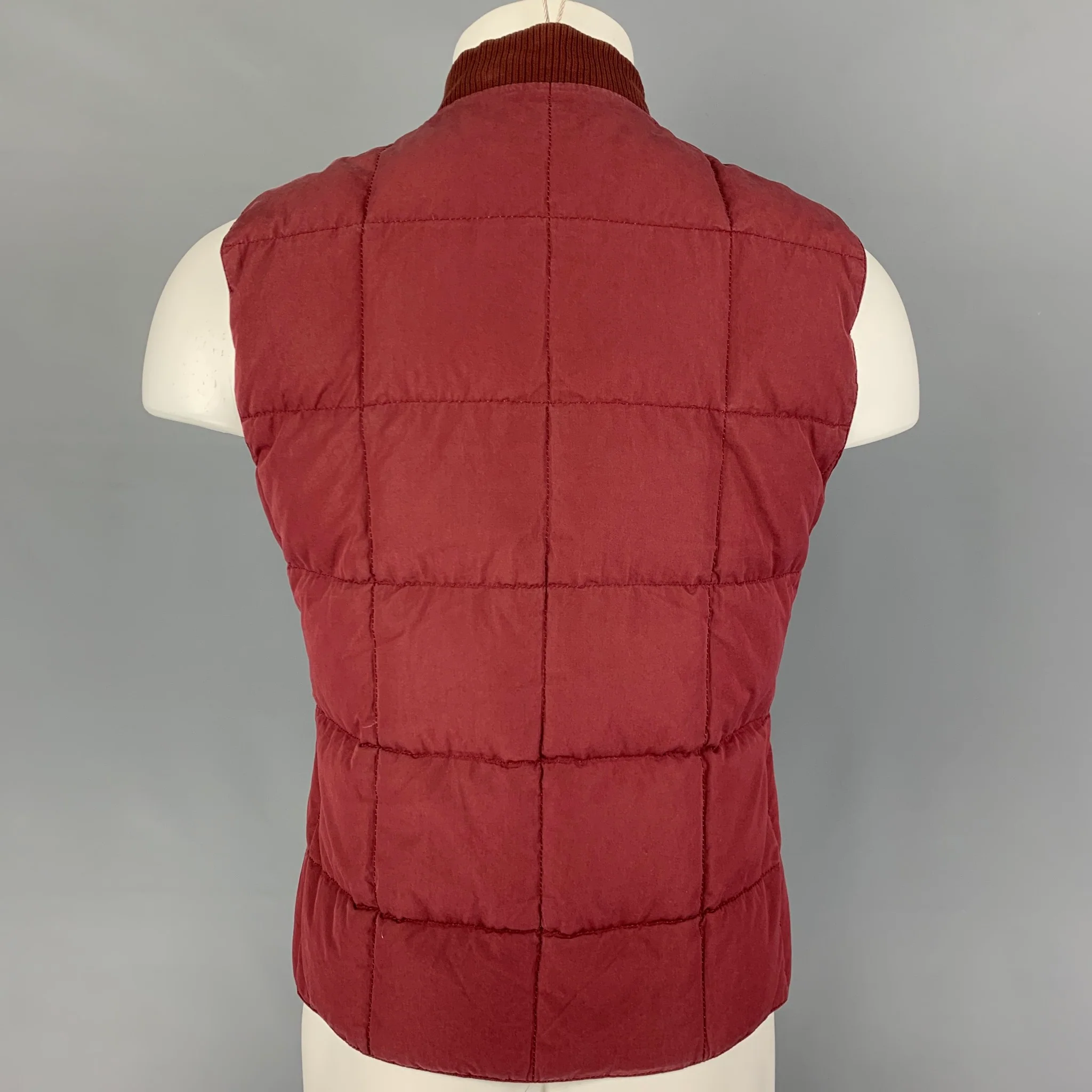 BRUNELLO CUCINELLI Size S Red Taupe Quilted Reversible Vest - Image 6