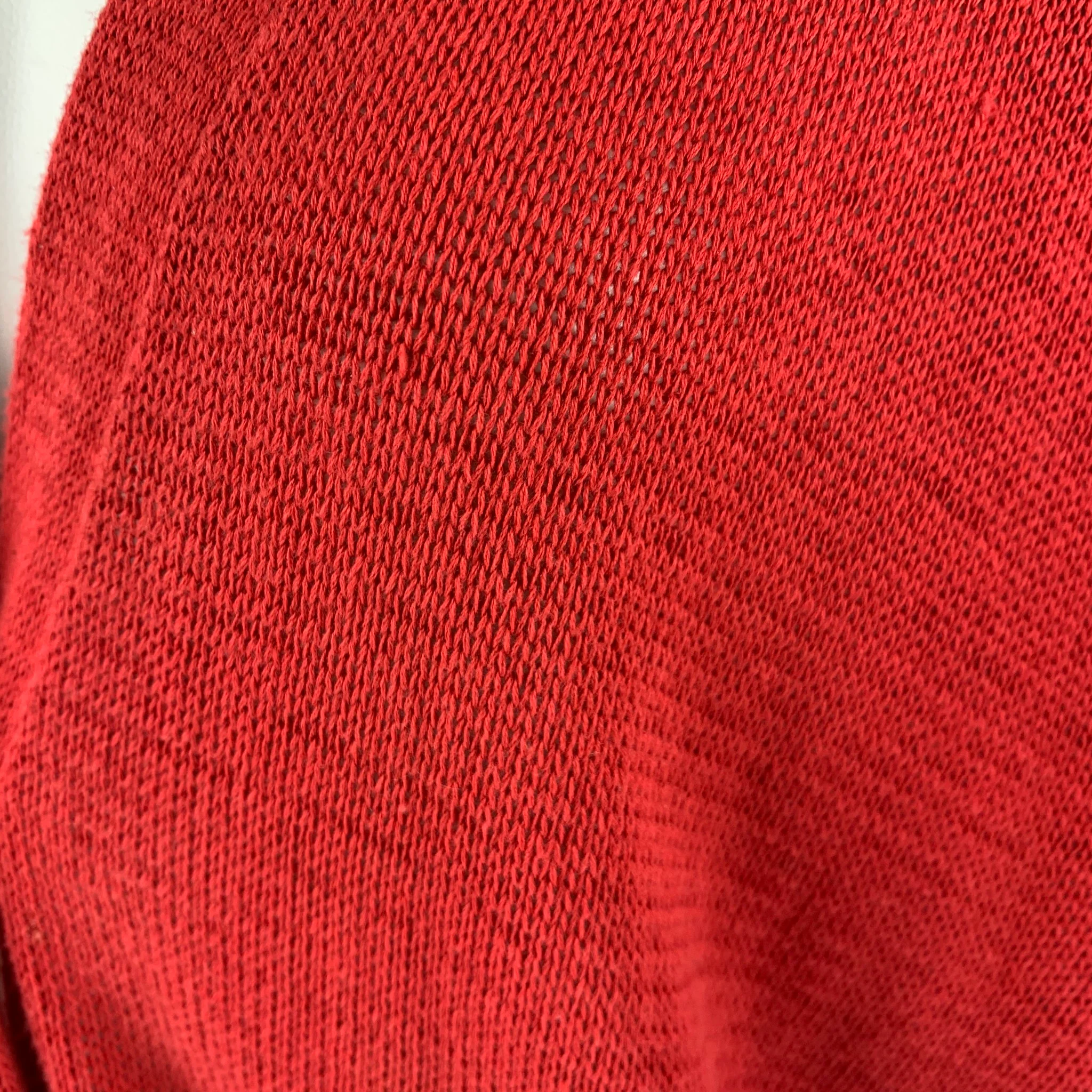 BRUNELLO CUCINELLI Size S Red White Cotton Stripe V Neck Cardigan - Image 5