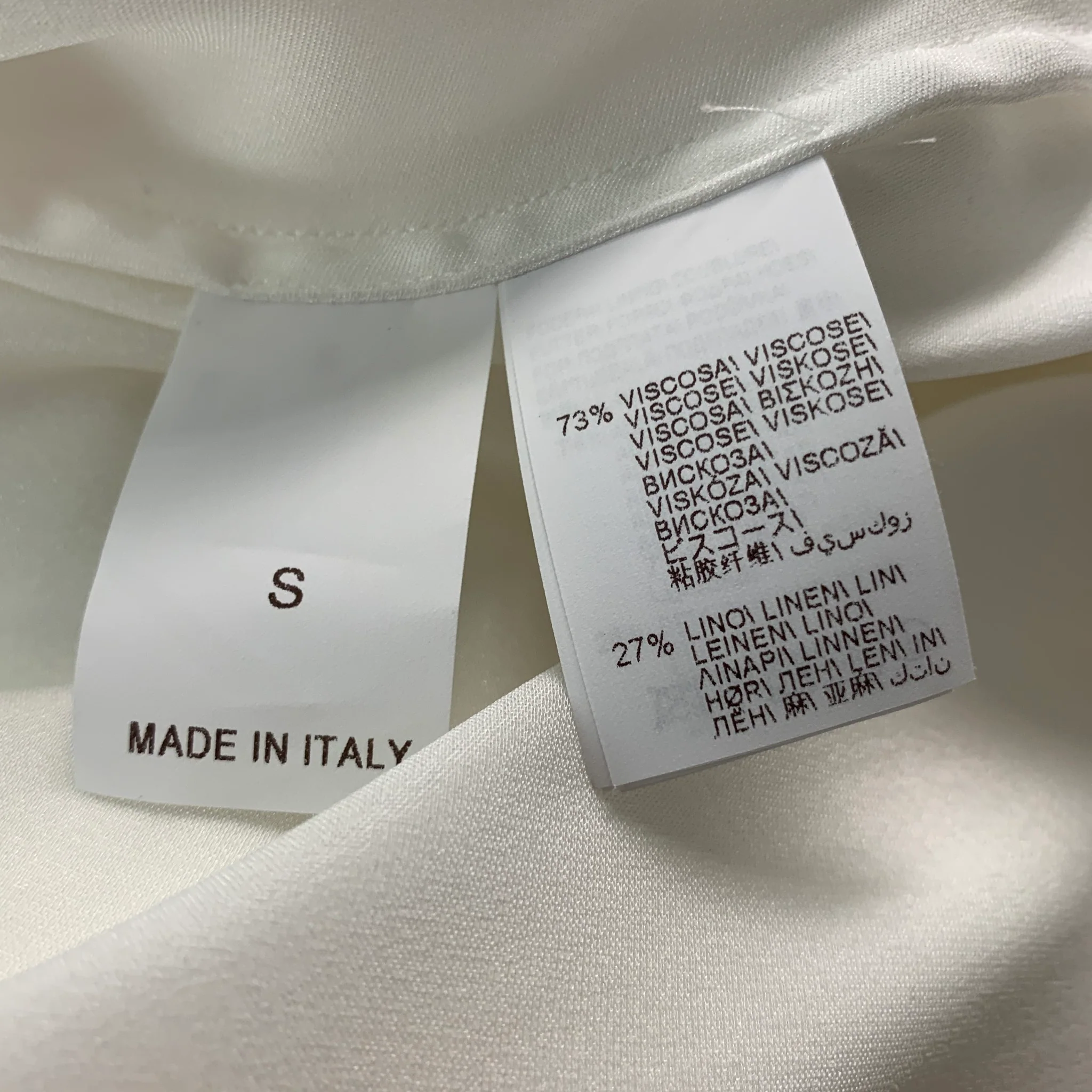 BRUNELLO CUCINELLI Size S White Brown Viscose Linen Belted Dress - Image 6
