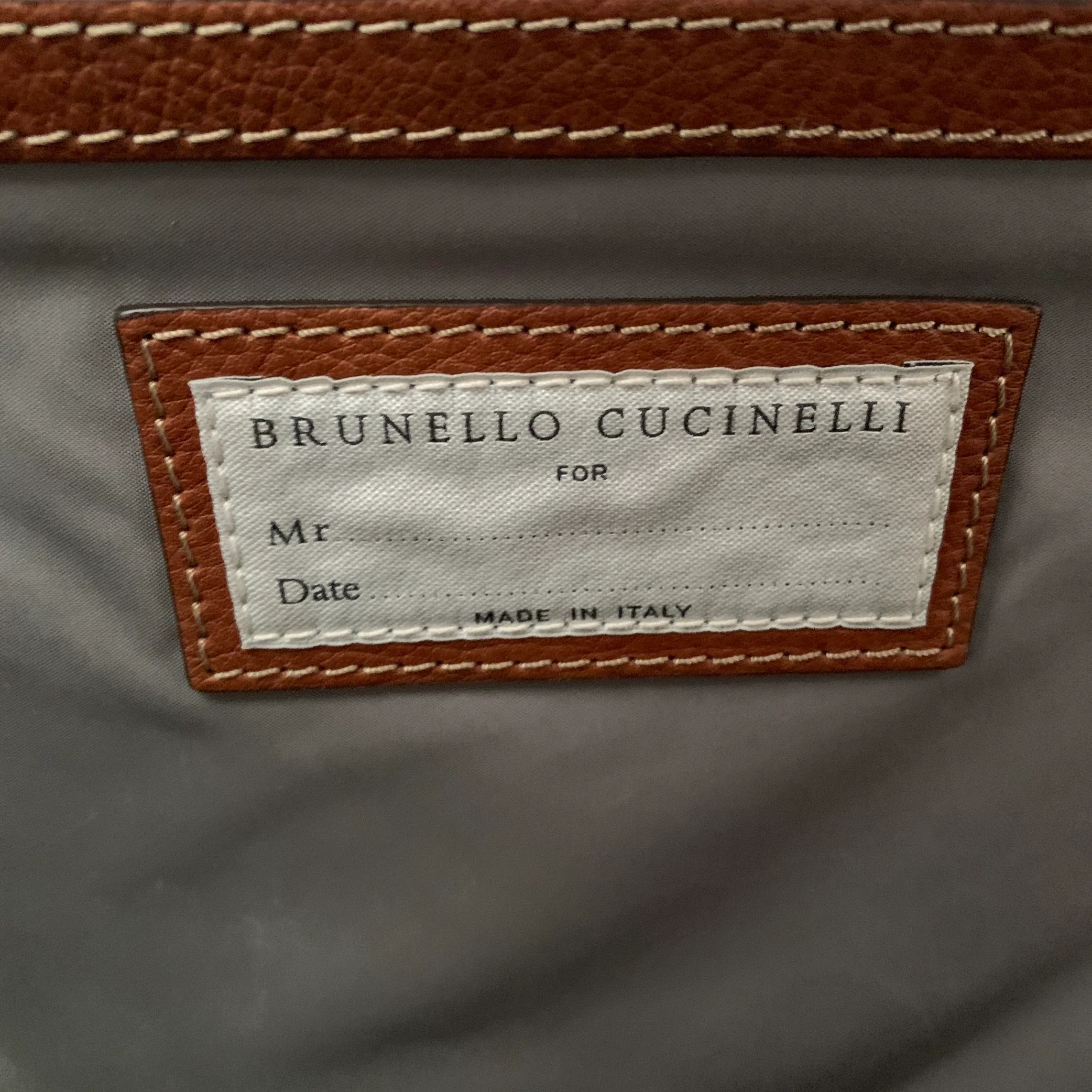 BRUNELLO CUCINELLI Tan Leather Briefcase Bag - Image 4