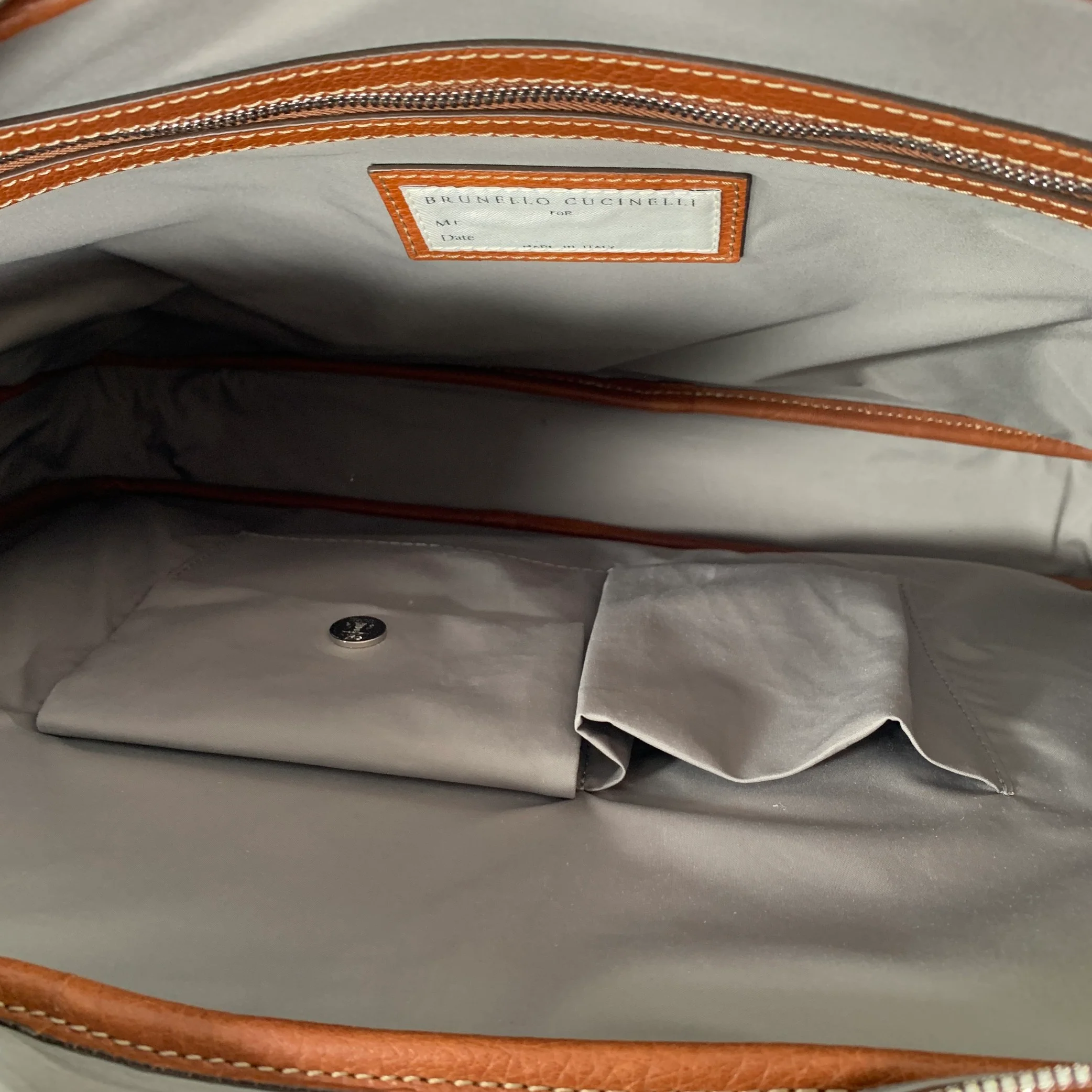 BRUNELLO CUCINELLI Tan Leather Briefcase Bag - Image 5