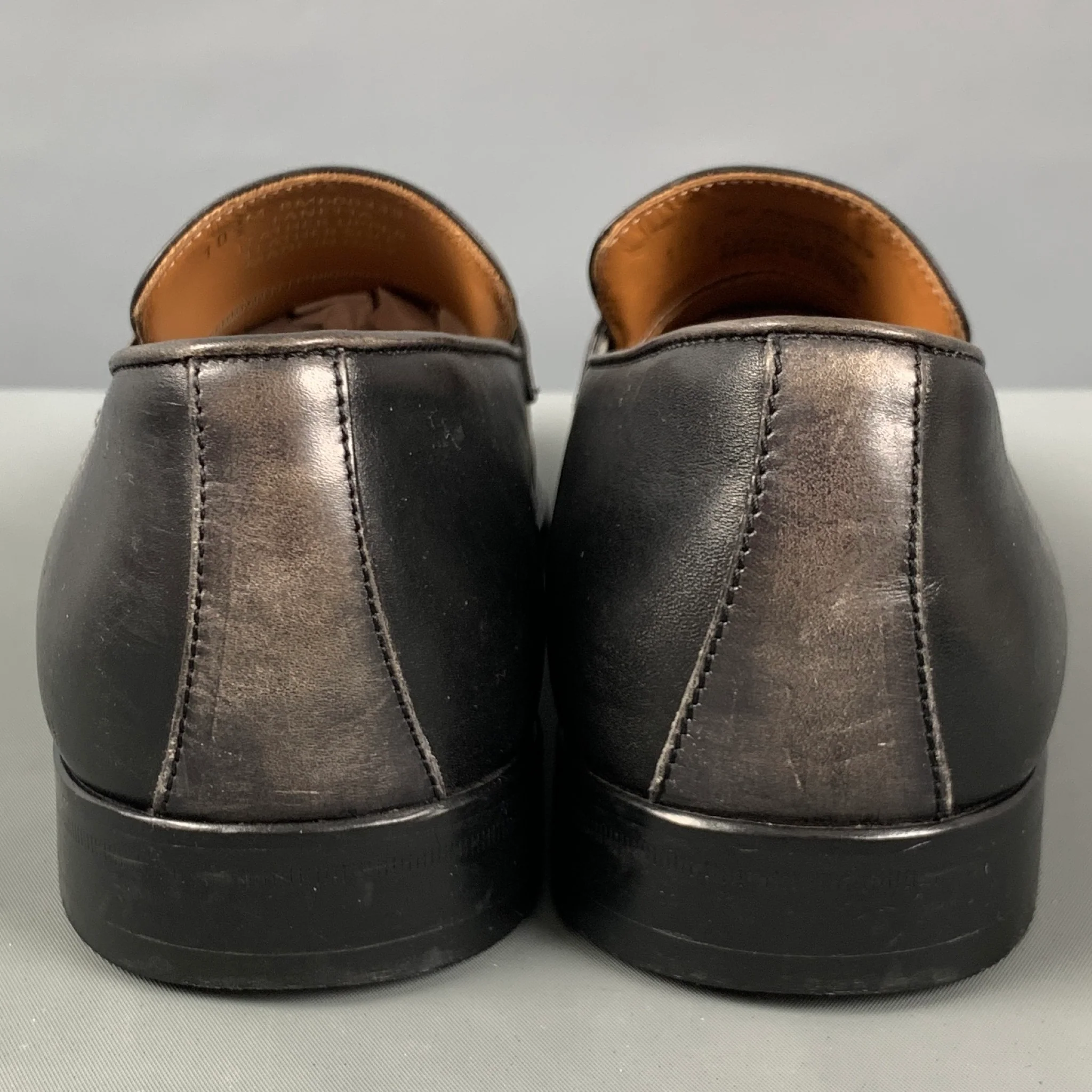 BRUNO MAGLI Size 10.5 Black Grey Leather Penny Loafers - Image 3