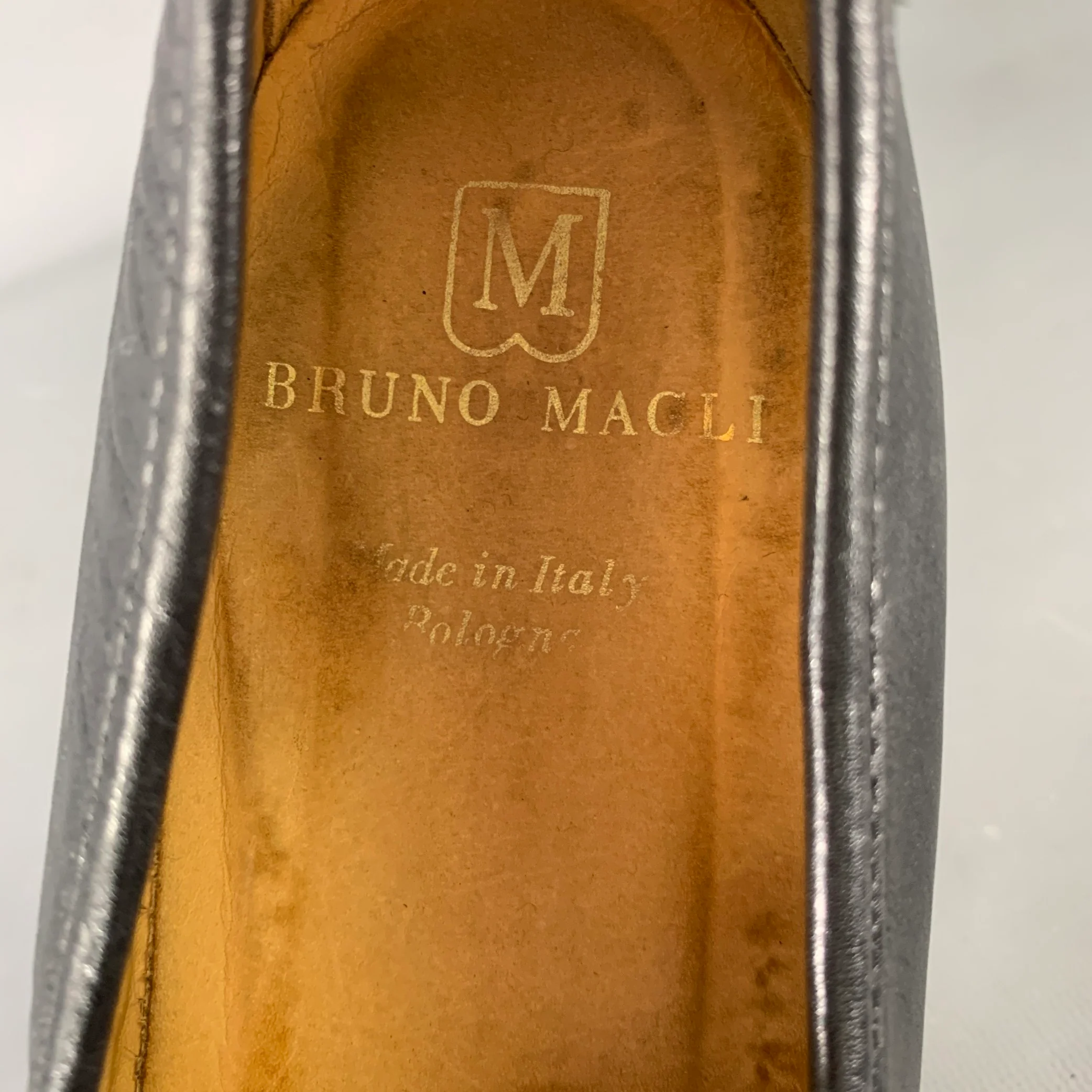 BRUNO MAGLI Size 10 Black Gold Leather Loafers - Image 9
