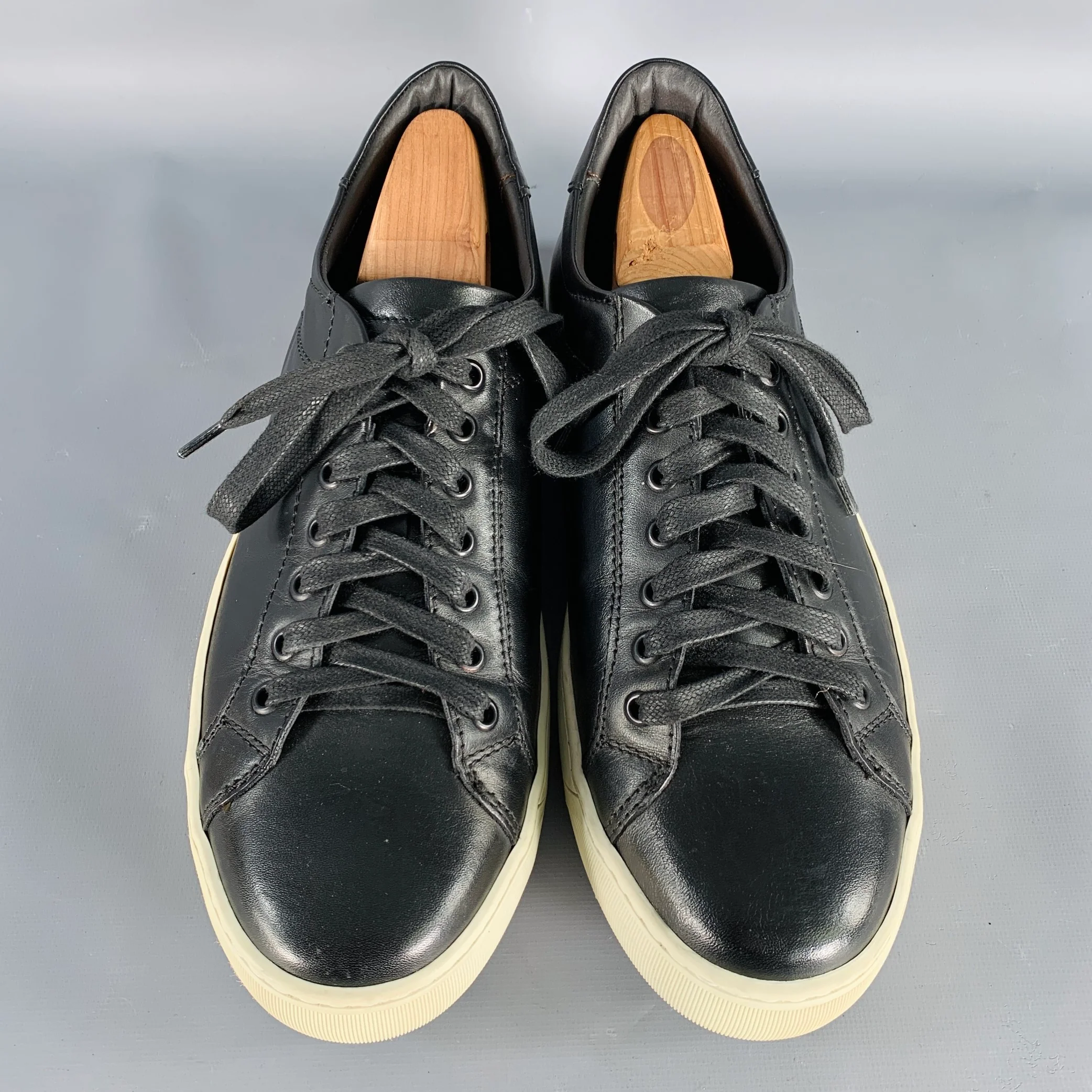 BRUNO MAGLI Size 10 Black Leather Sneakers - Image 4