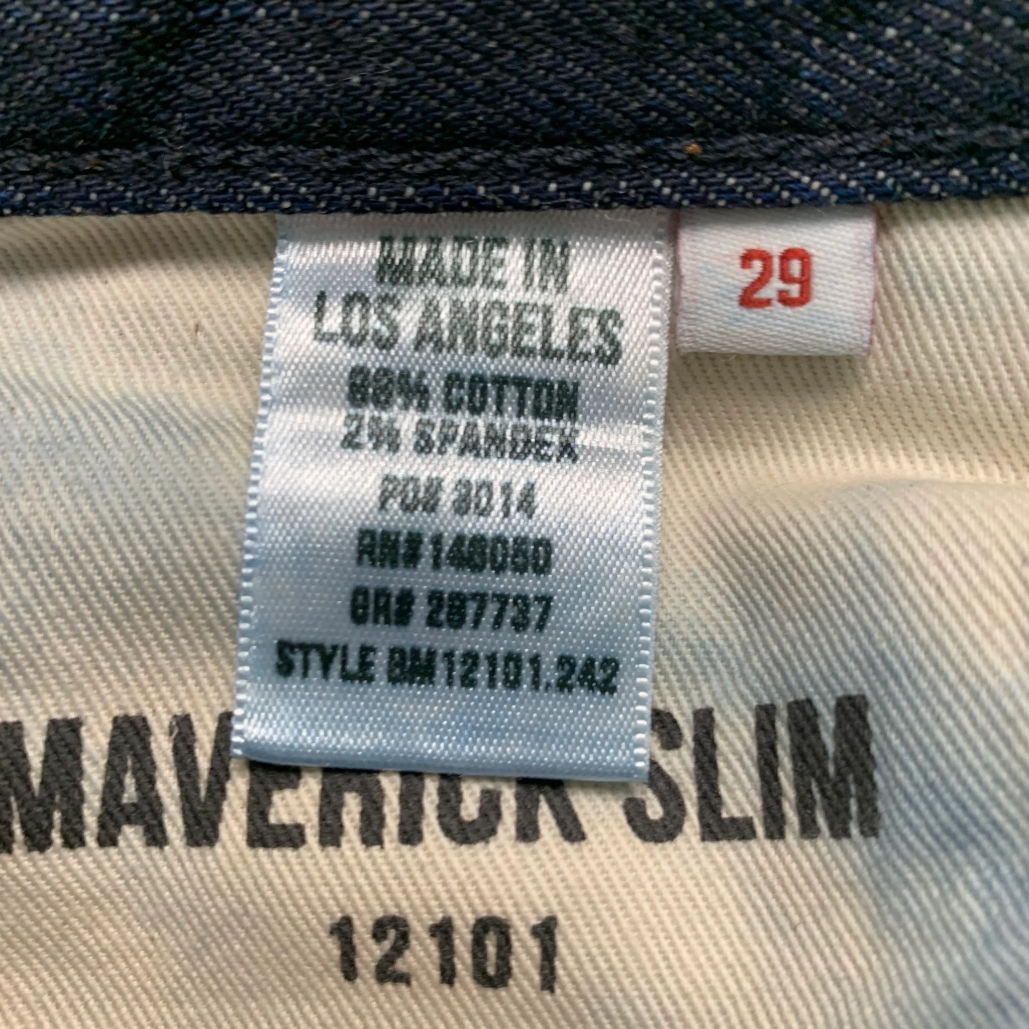 BUCK MASON Size 29 Navy Contrast Stitch Cotton Spandex Straight 5 pocket Jeans - Image 5