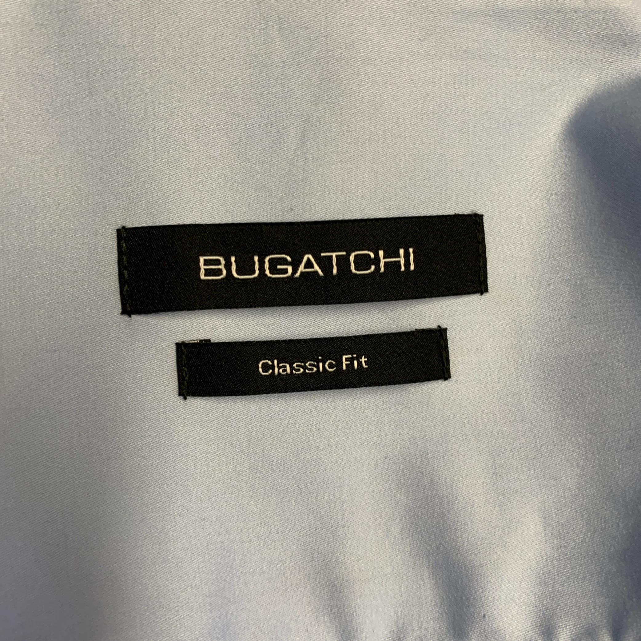 BUGATCHI Size L Light Blue Cotton Snake Collar Long Sleeve Shirt - Image 5