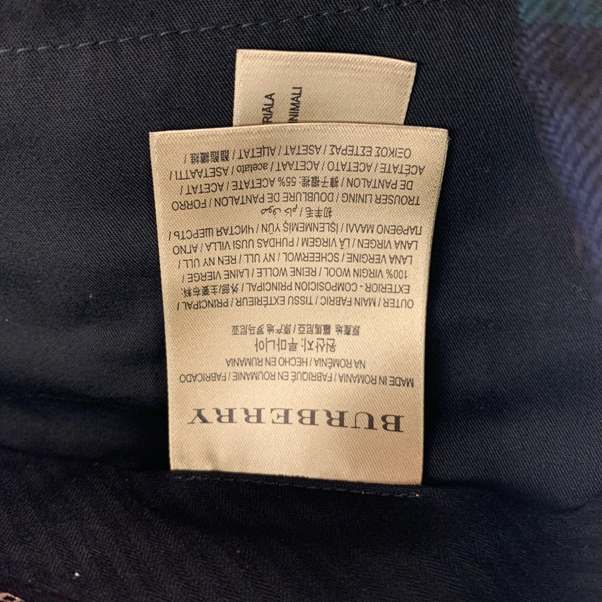 BURBERRY BLACK LABEL Size 32 Green Black Navy Blackwatch Plaid Dress Pants - Image 4