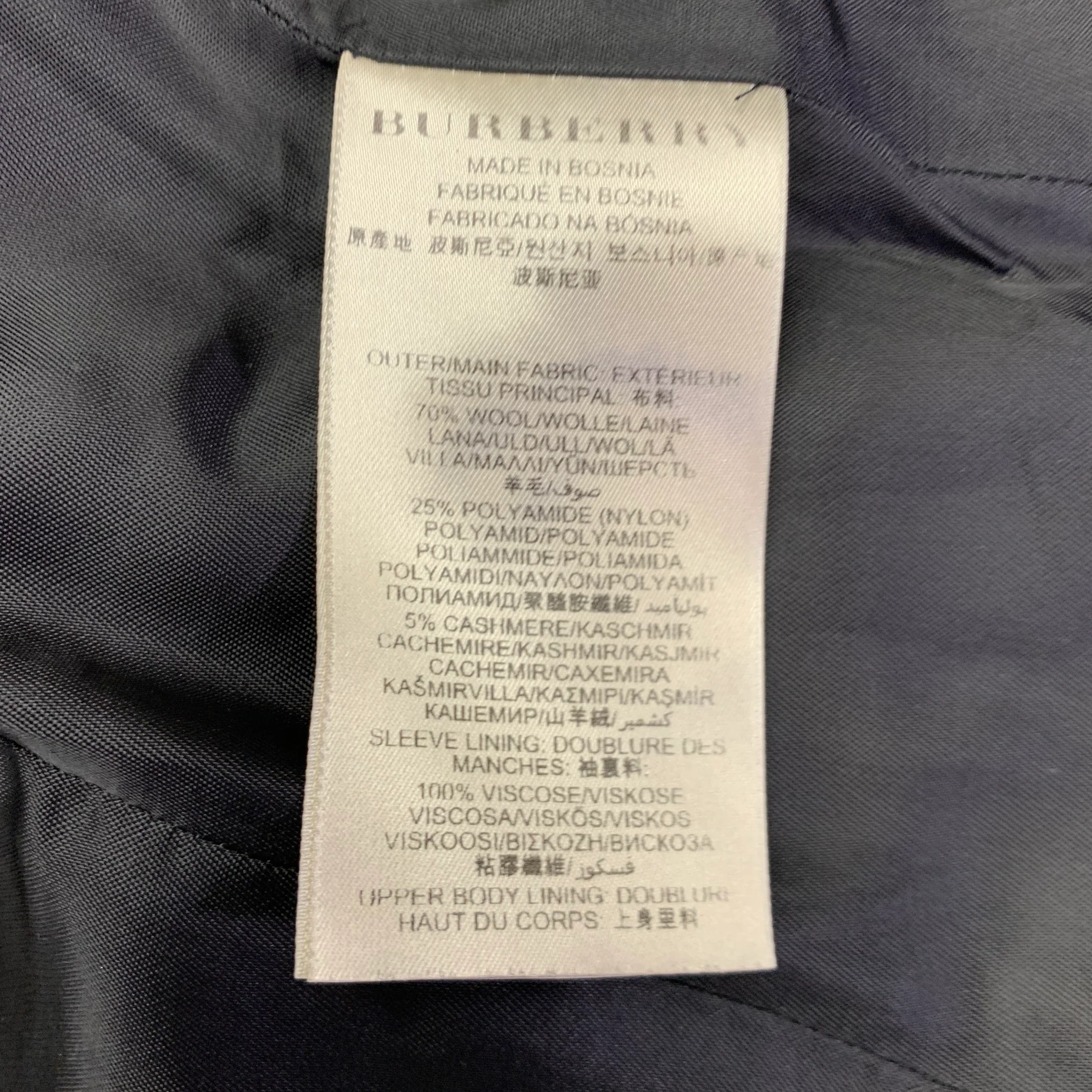 BURBERRY BRIT Size 2 Black Wool Blend Double Breasted Belted Coat - Image 6