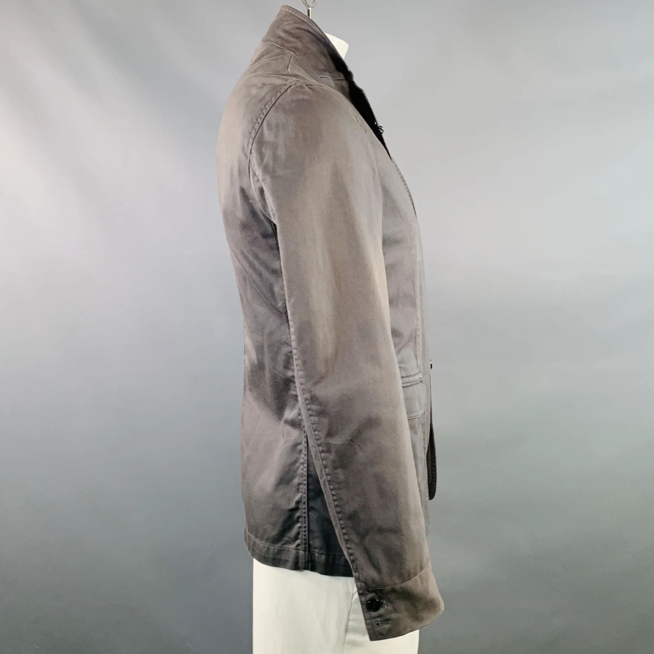 BURBERRY BRIT Size L Grey Slate Cotton Buttoned Jacket - Image 2