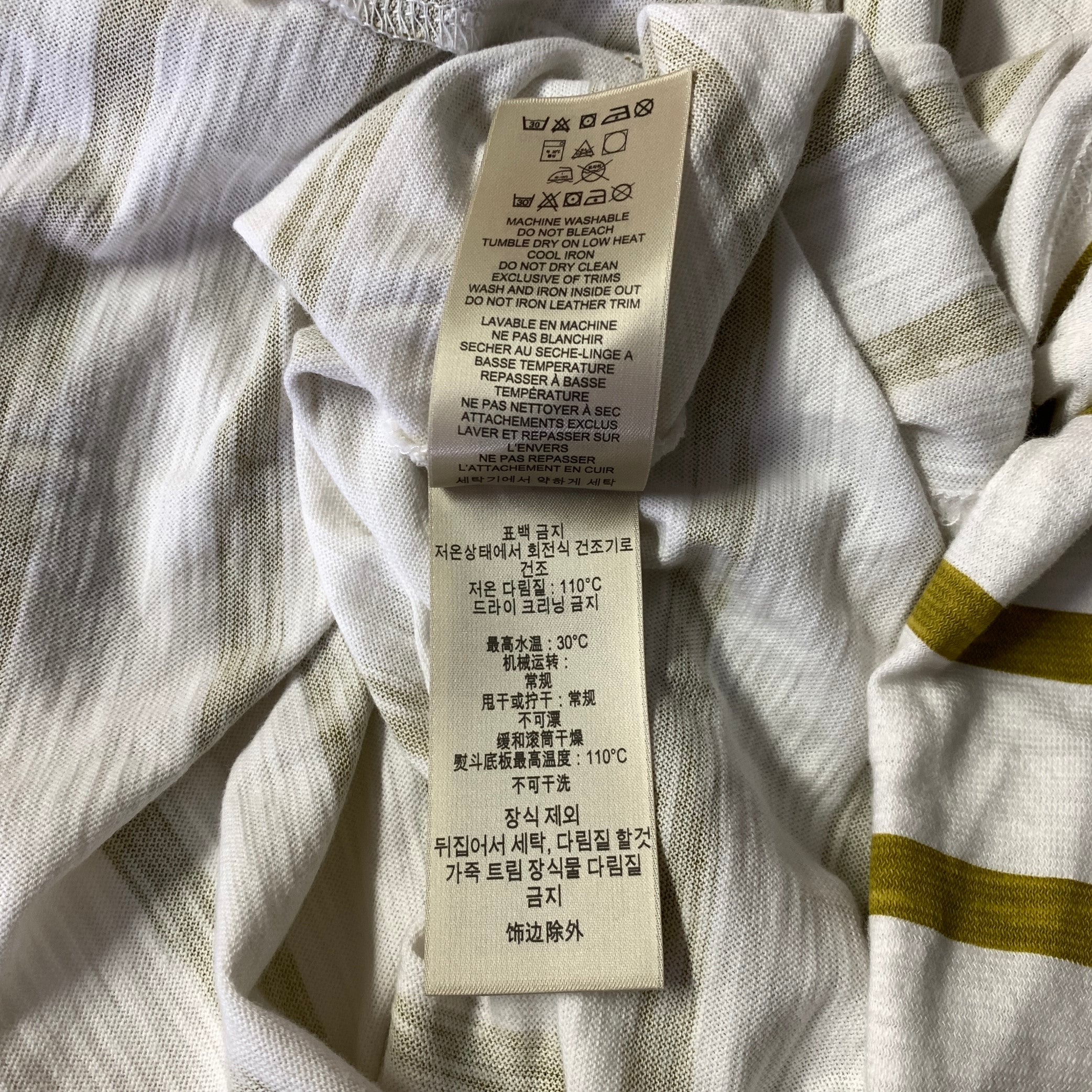 BURBERRY BRIT Size L White Gold Stripe Cotton Boat Neck Long Sleeve Shirt - Image 6