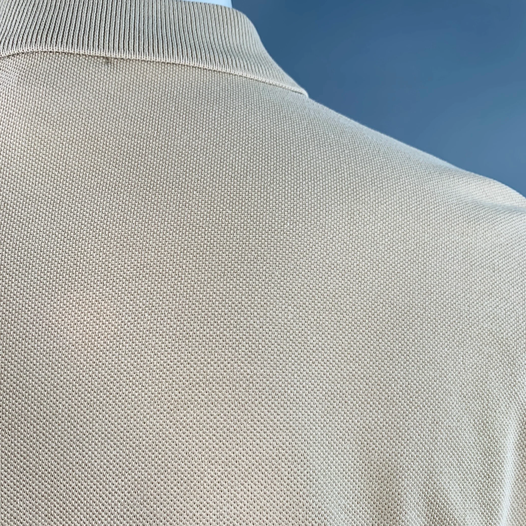 BURBERRY BRIT Size M Beige Embroidery Cotton Pique Classic Fit Contrast Trim Long Sleeve Polo - Image 6
