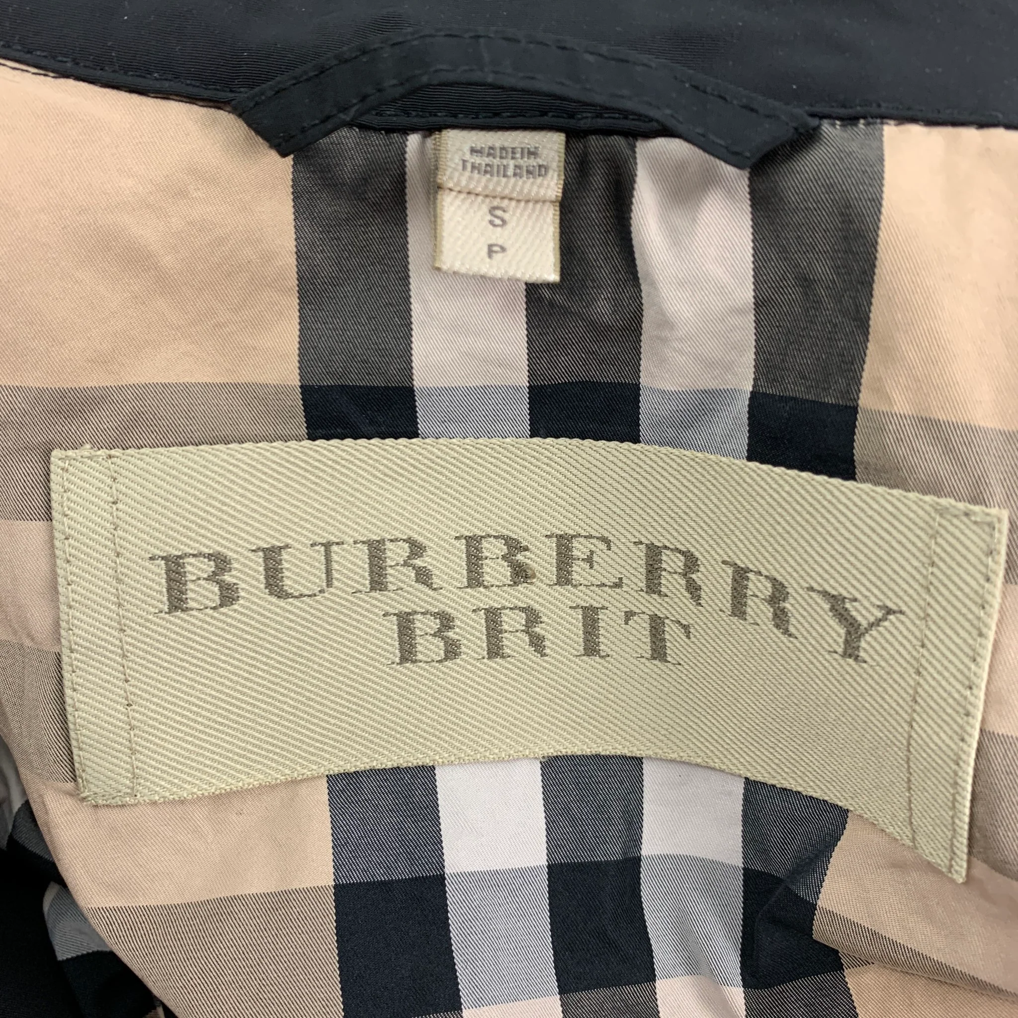 BURBERRY BRIT Size S Black Beige Nylon Trench Coat - Image 6