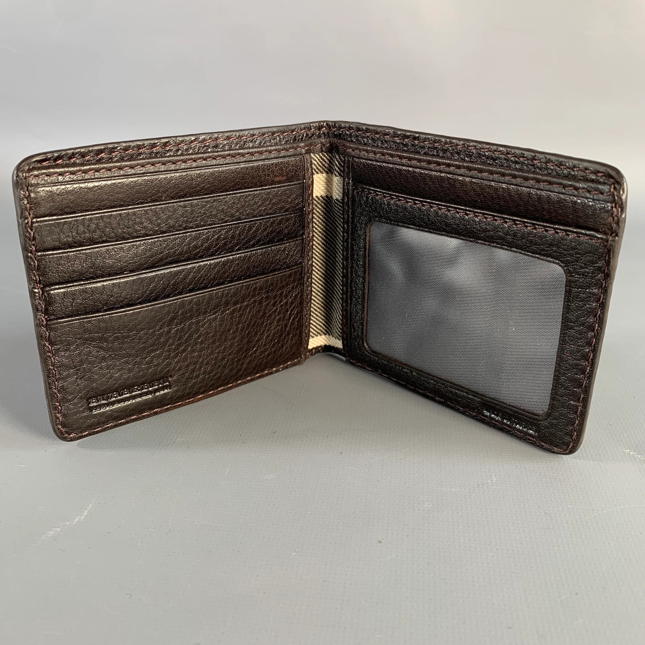 BURBERRY Brown Pebble Grain Leather Wallet - Image 3