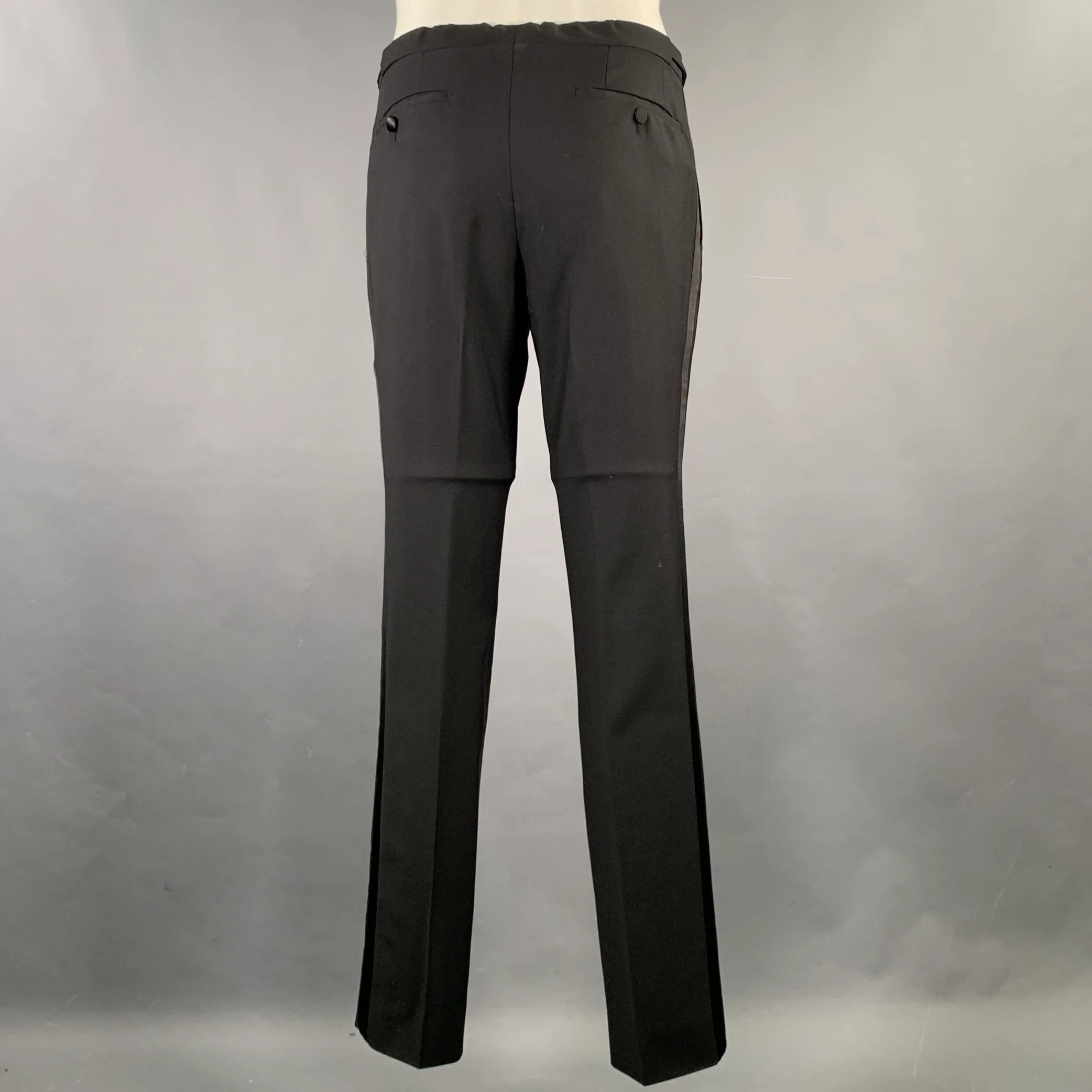 BURBERRY LONDON Size 36 Black Solid Wool Mohair Notch Lapel 30 33 Tuxedo - Image 6