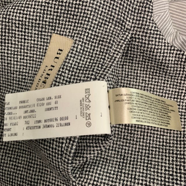 BURBERRY LONDON Size 38 Black White Houndstooth Cotton Blend Sport Coat - Image 6