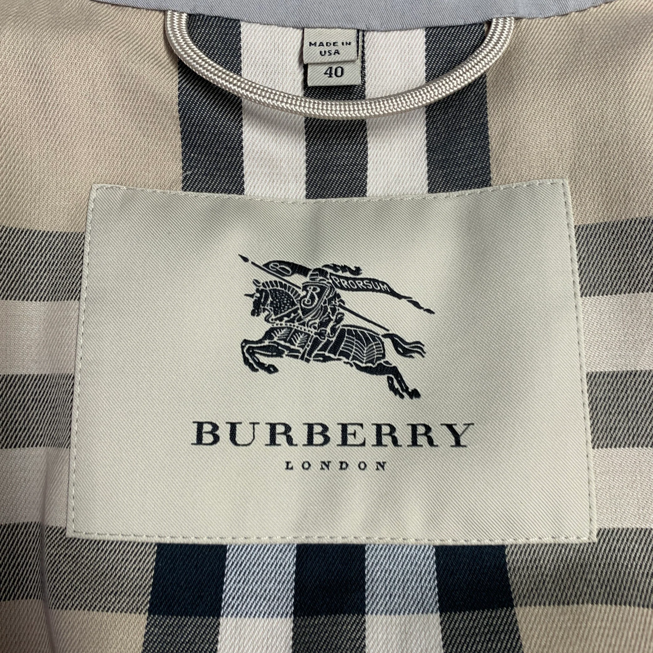 BURBERRY LONDON Size 40 Grey Cotton Blend Trench Coat - Image 5