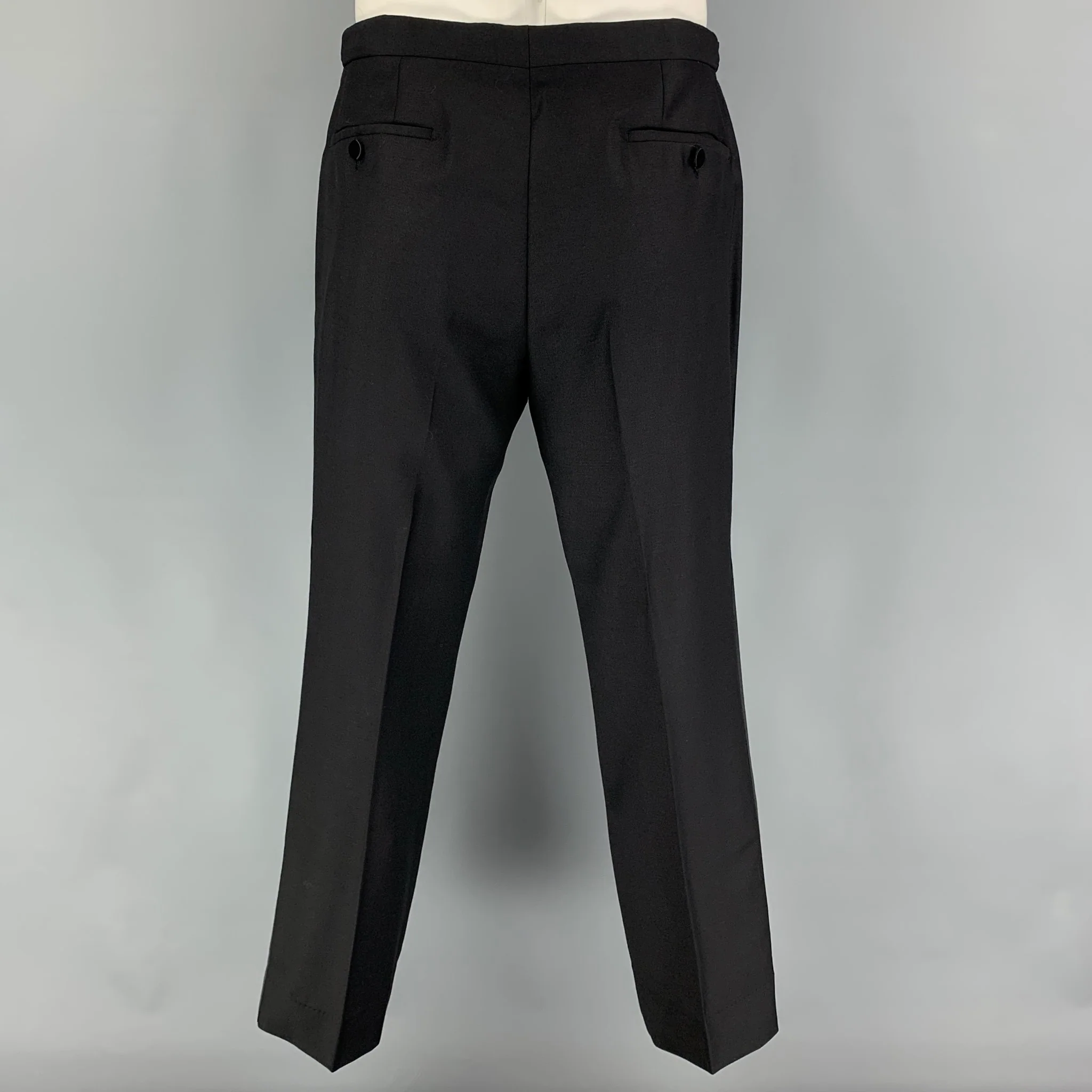 BURBERRY LONDON Size 44 Black Wool Mohair Notch Lapel Tuxedo Suit - Image 6