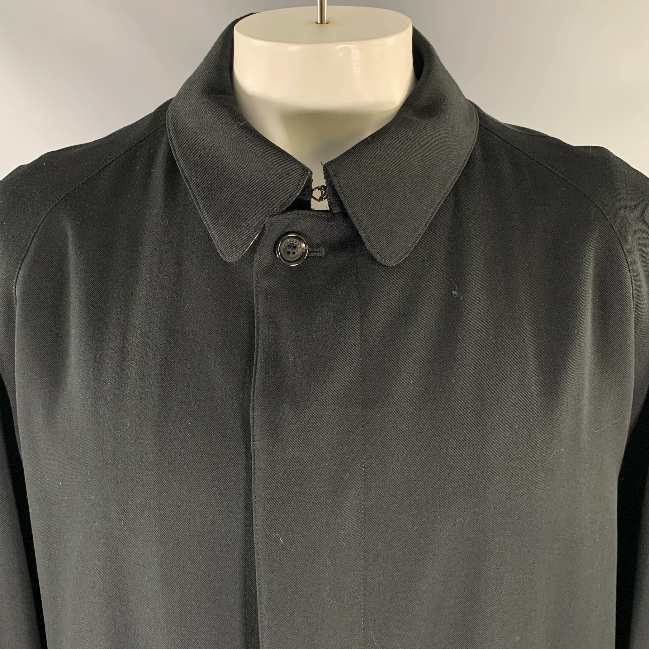 BURBERRY LONDON Size 44 Black Wool Raglan Coat - Image 2