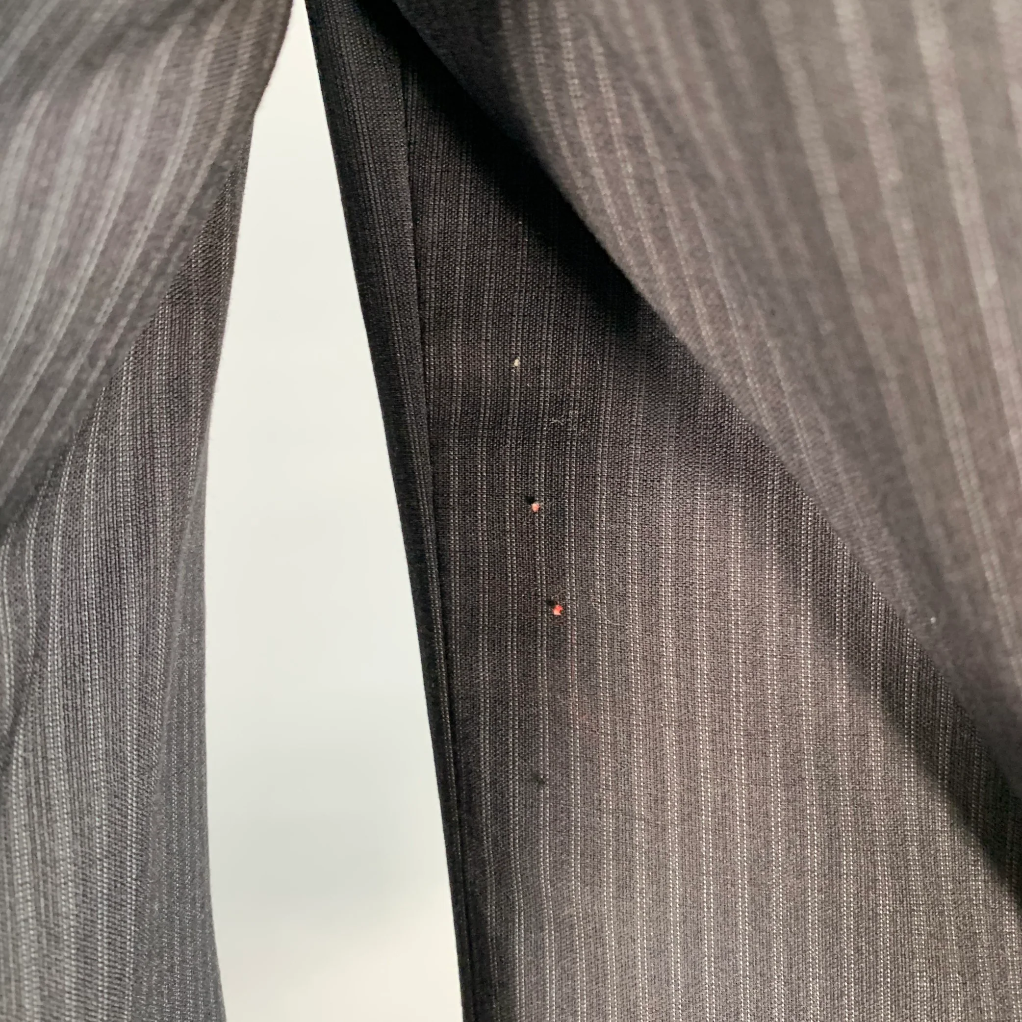 BURBERRY LONDON Size 44 Regular Black Grey Stripe Wool Notch Lapel Suit - Image 9