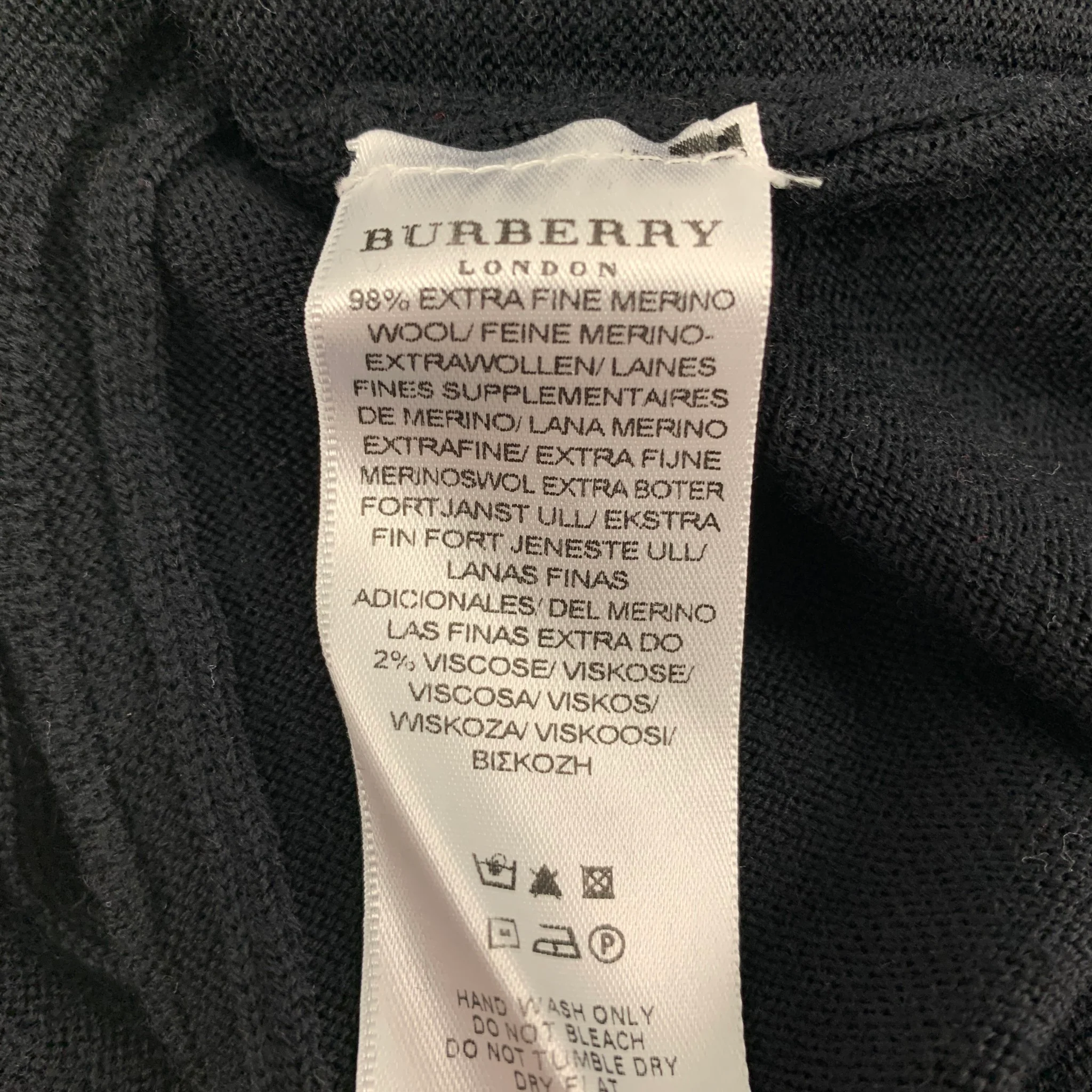 BURBERRY LONDON Size M Black Knit Extra Fine Merino Wool / Viscose Cardigan - Image 4