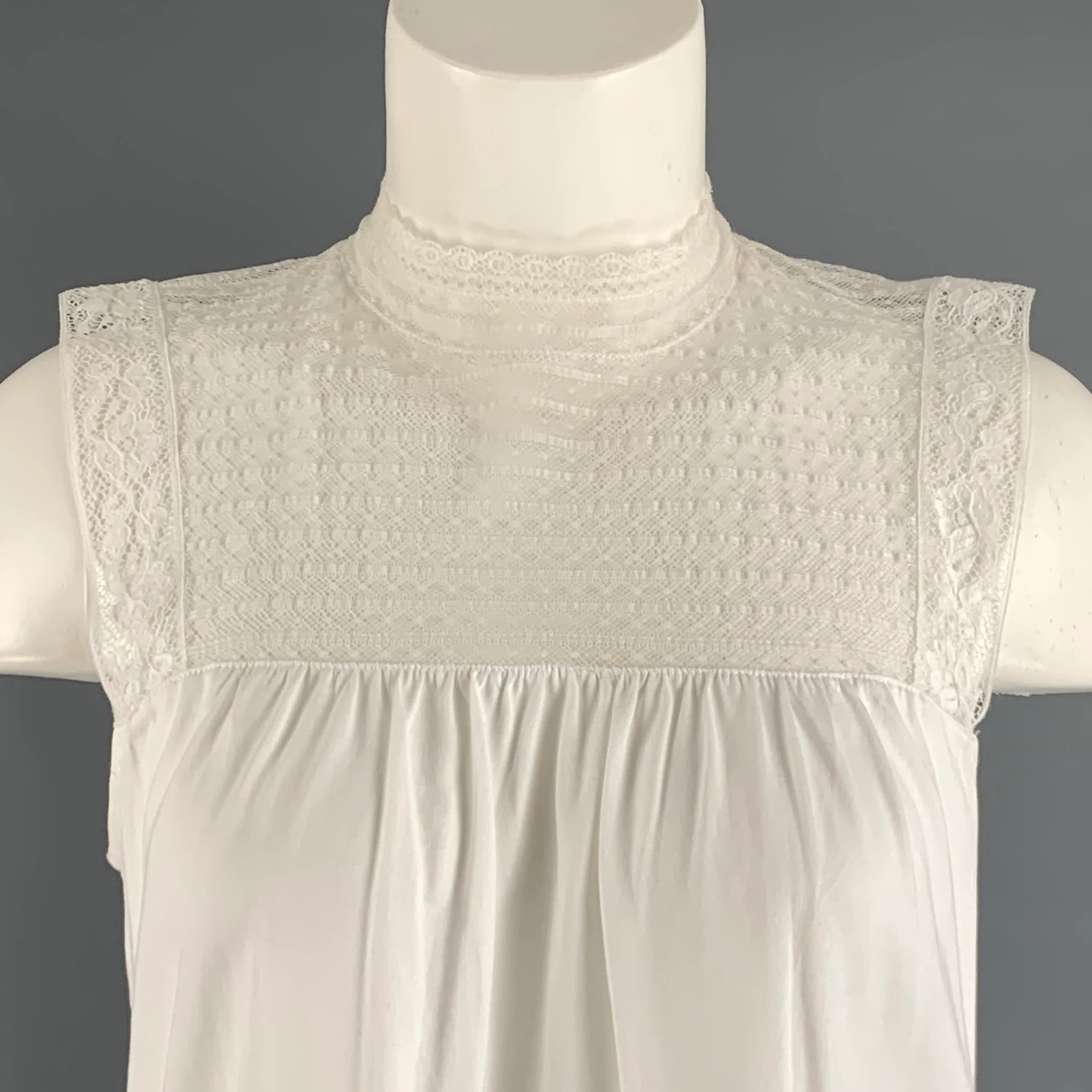 BURBERRY LONDON Size M White Cotton Sleeveless Casual Top - Image 2