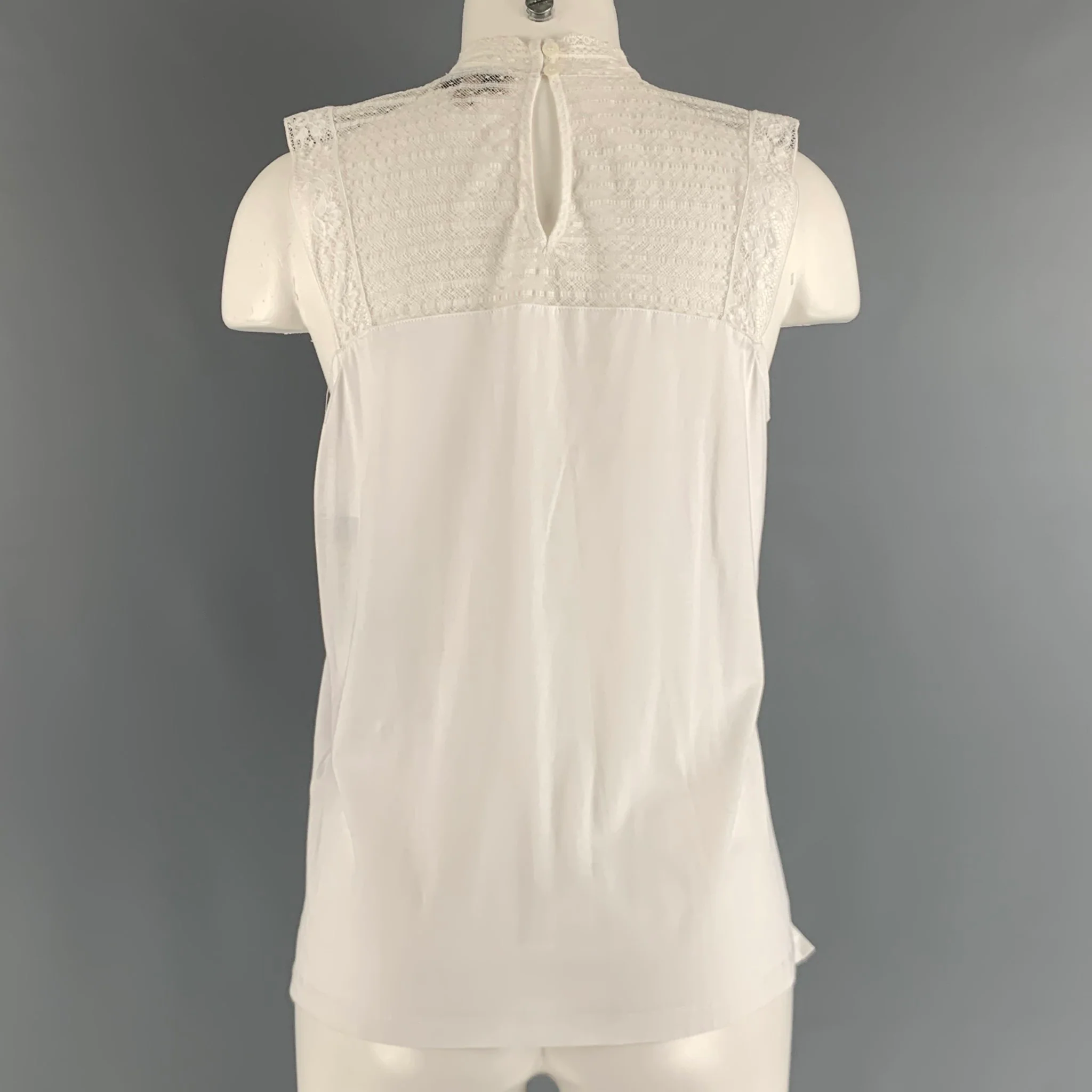 BURBERRY LONDON Size M White Cotton Sleeveless Casual Top - Image 5