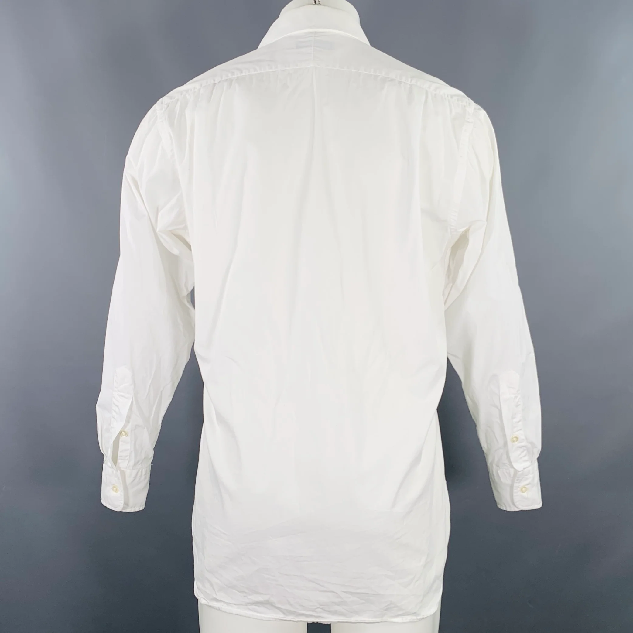 BURBERRY LONDON Size S White Cotton One Pocket Long Sleeve Shirt - Image 3
