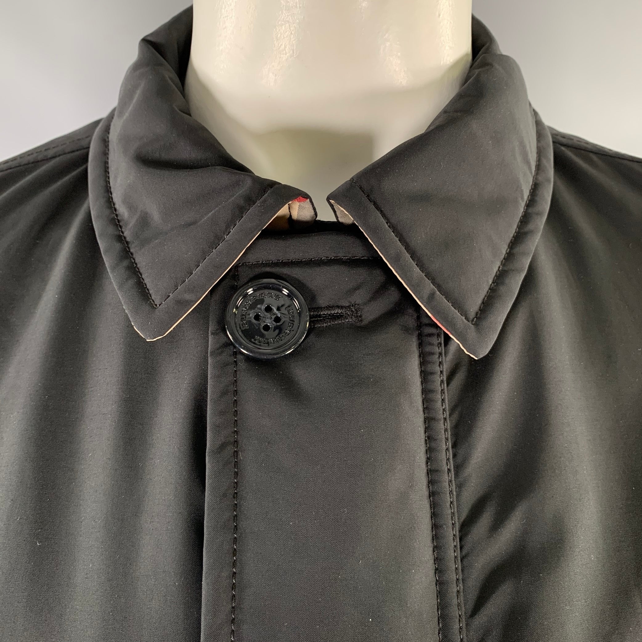 BURBERRY LONDON Size XL Black Polyamide blend Overcoat Coat