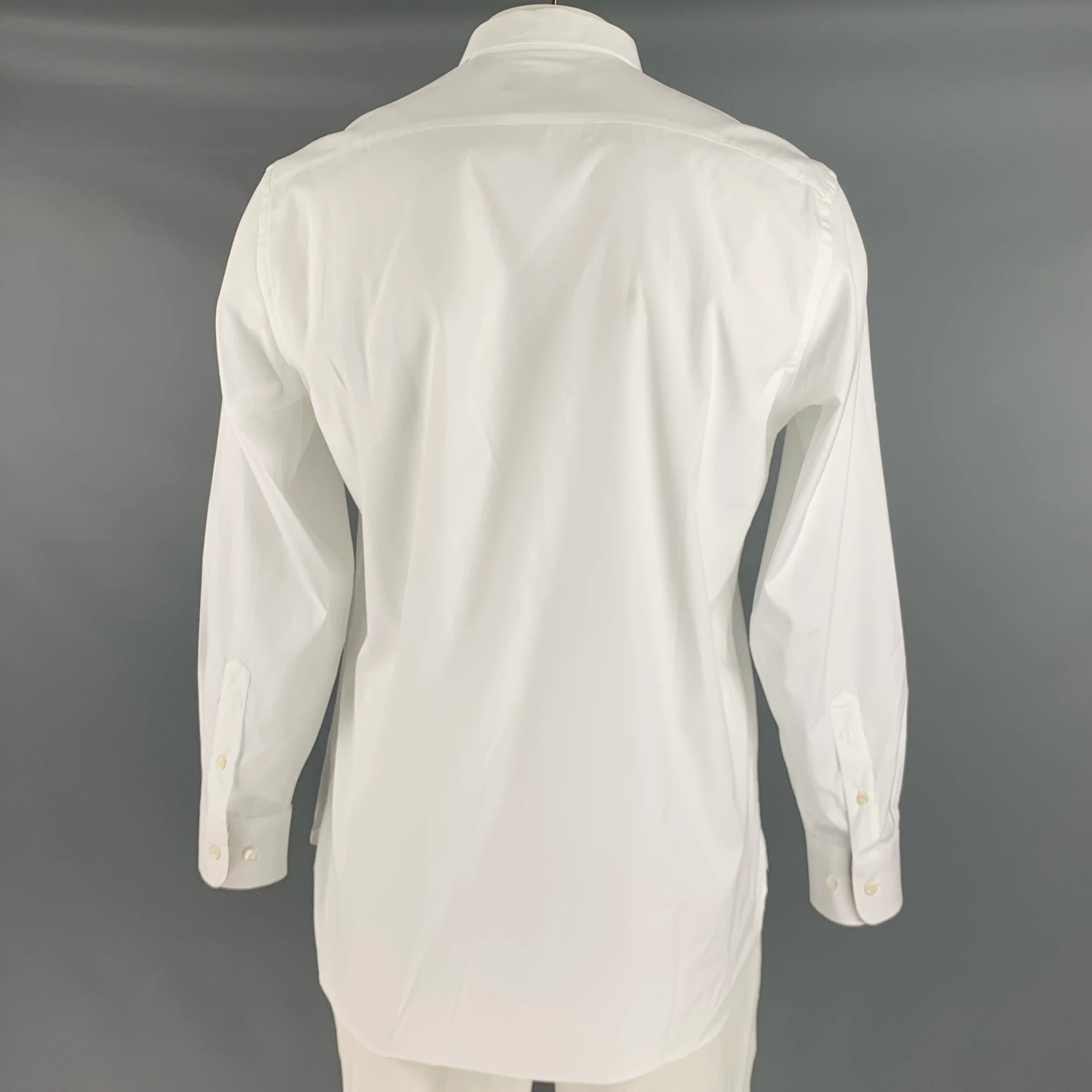 BURBERRY LONDON Size XL White Cotton Elastane Long Sleeve Shirt - Image 4