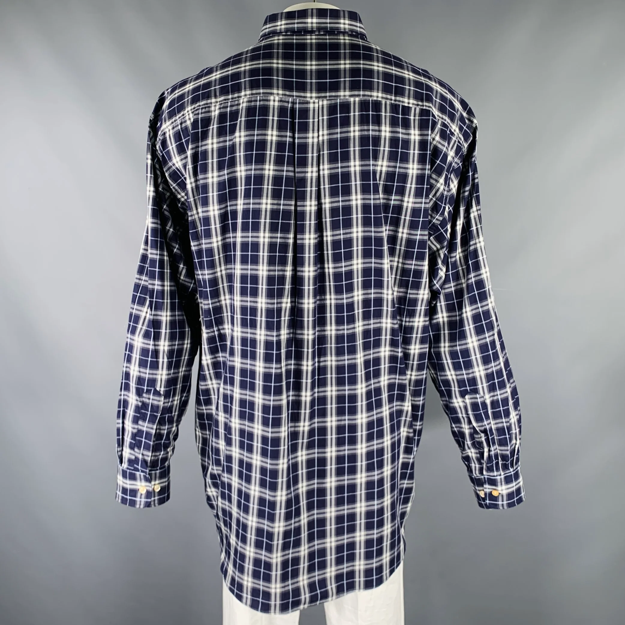 BURBERRY LONDON Size XXXL Purple White & Grey Plaid Cotton Long Sleeve Shirt - Image 4