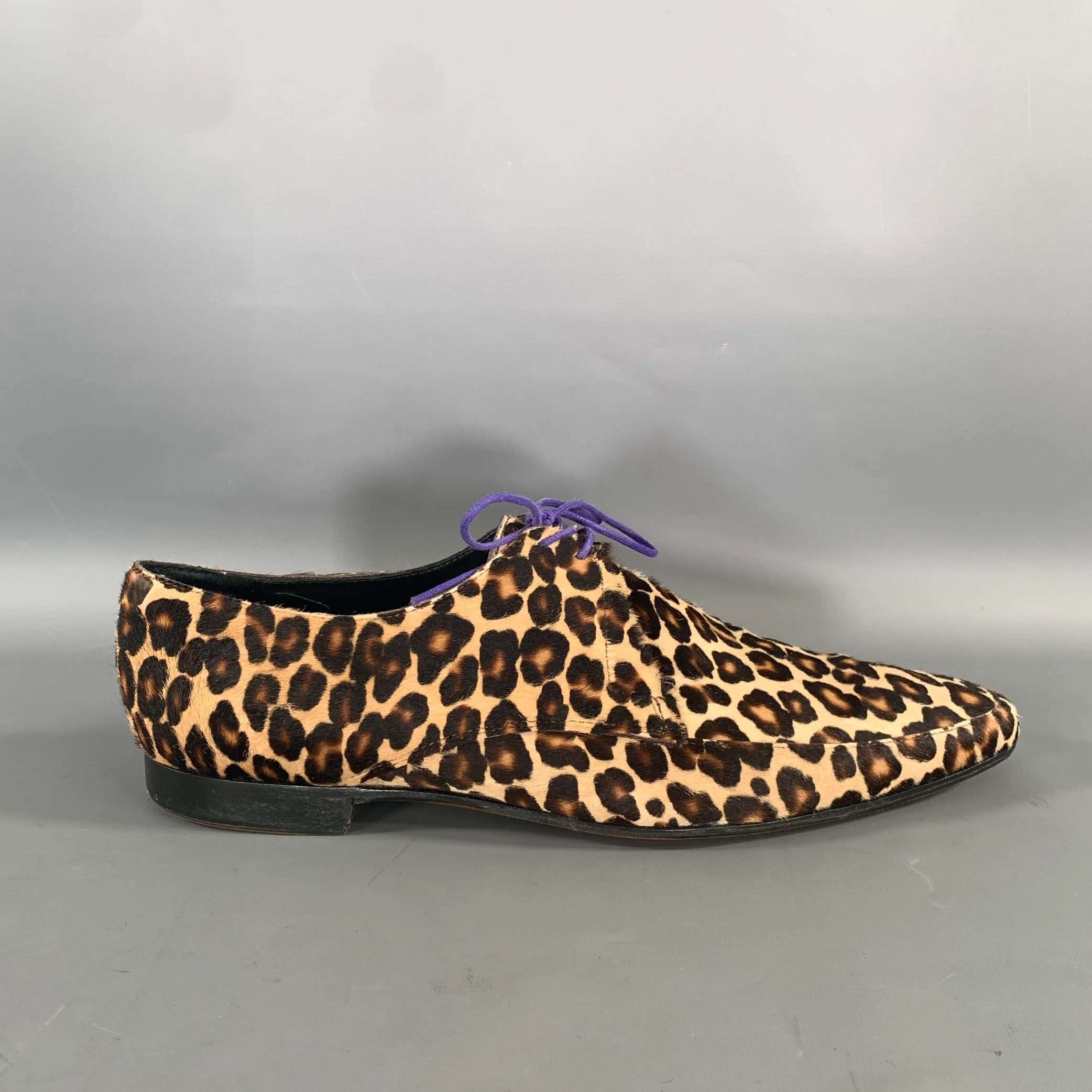 BURBERRY PRORSUM Size 11 Brown Camel Animal Print Calf skin Lace Up Shoes - Image 2