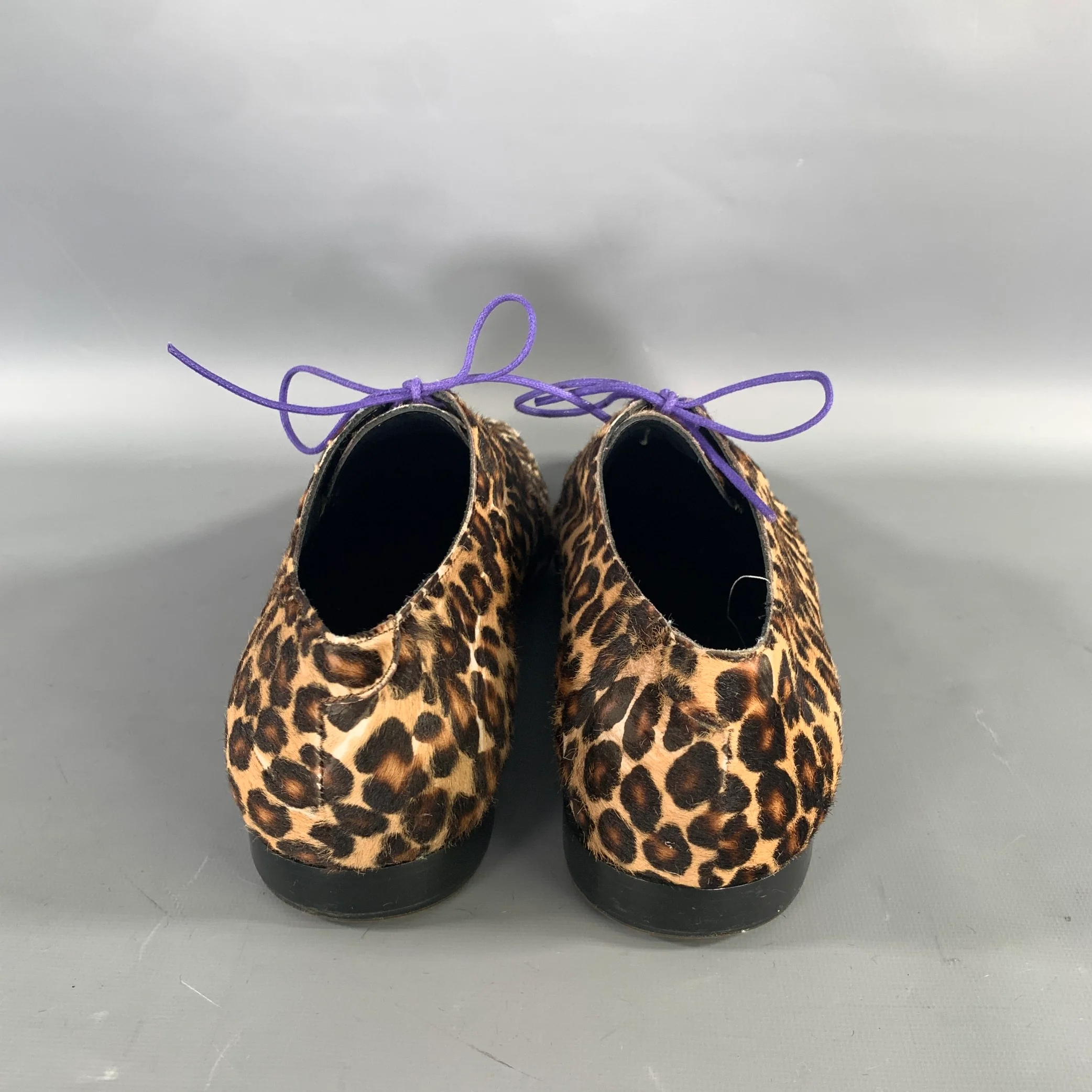 BURBERRY PRORSUM Size 11 Brown Camel Animal Print Calf skin Lace Up Shoes - Image 3
