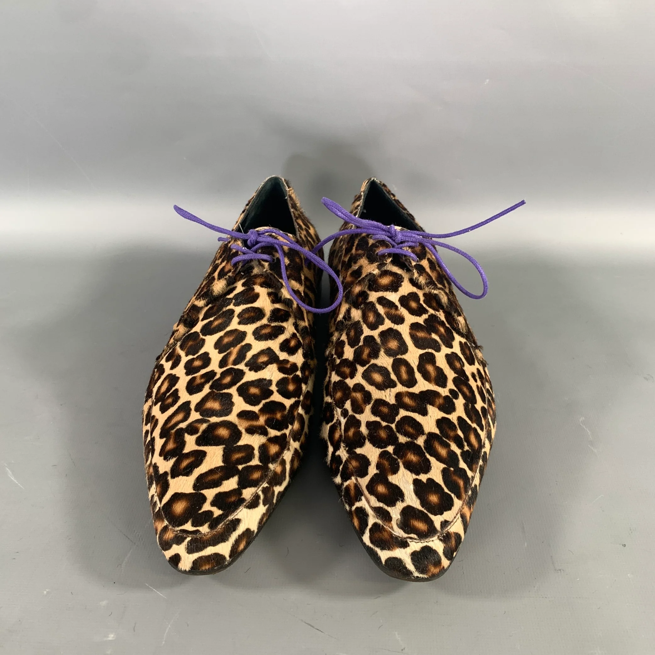 BURBERRY PRORSUM Size 11 Brown Camel Animal Print Calf skin Lace Up Shoes - Image 4