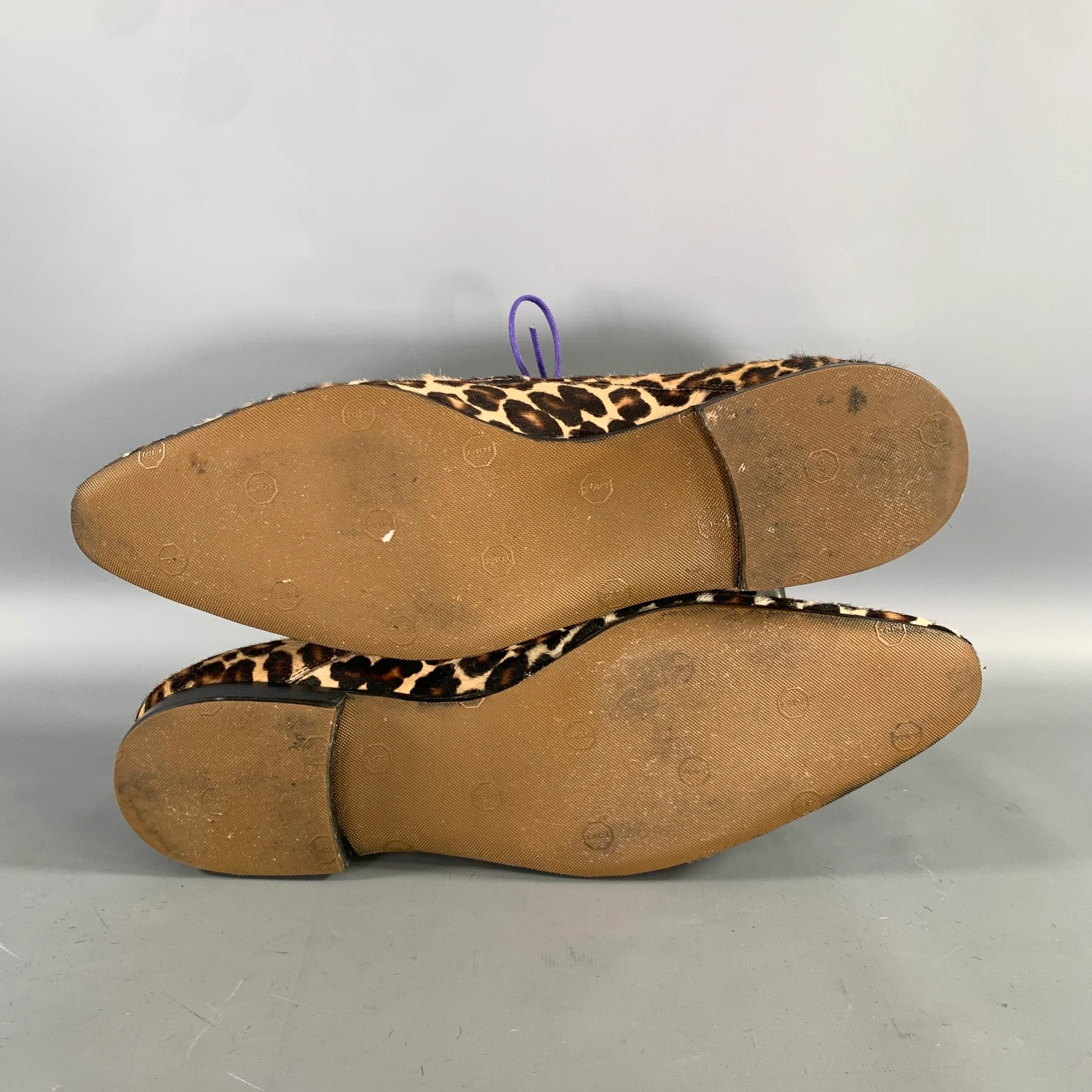 BURBERRY PRORSUM Size 11 Brown Camel Animal Print Calf skin Lace Up Shoes - Image 6