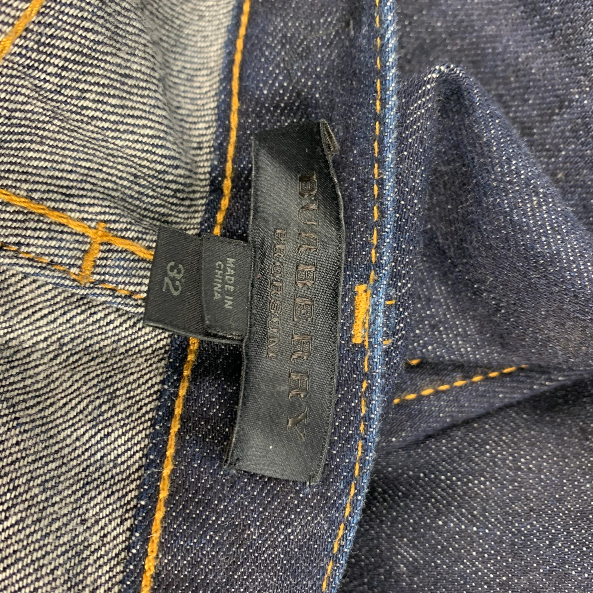 BURBERRY PRORSUM Size 32 Indigo Blue Denim Slim Jeans - Image 4