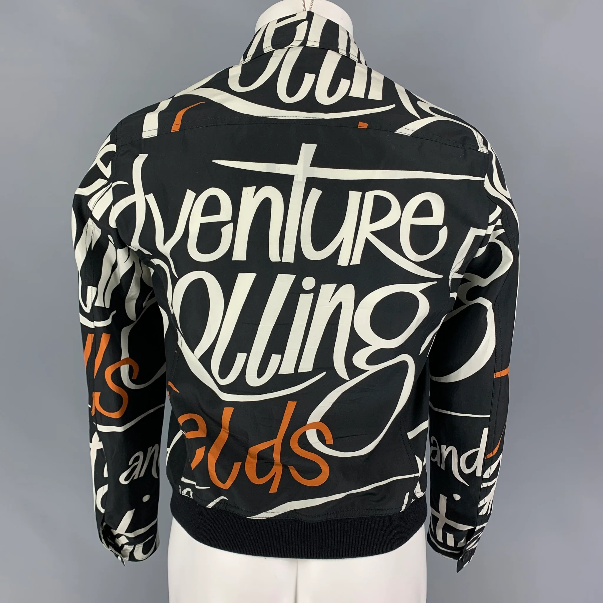 BURBERRY PRORSUM Size 36 Black Copper Graphic Silk Blend Jacket - Image 3