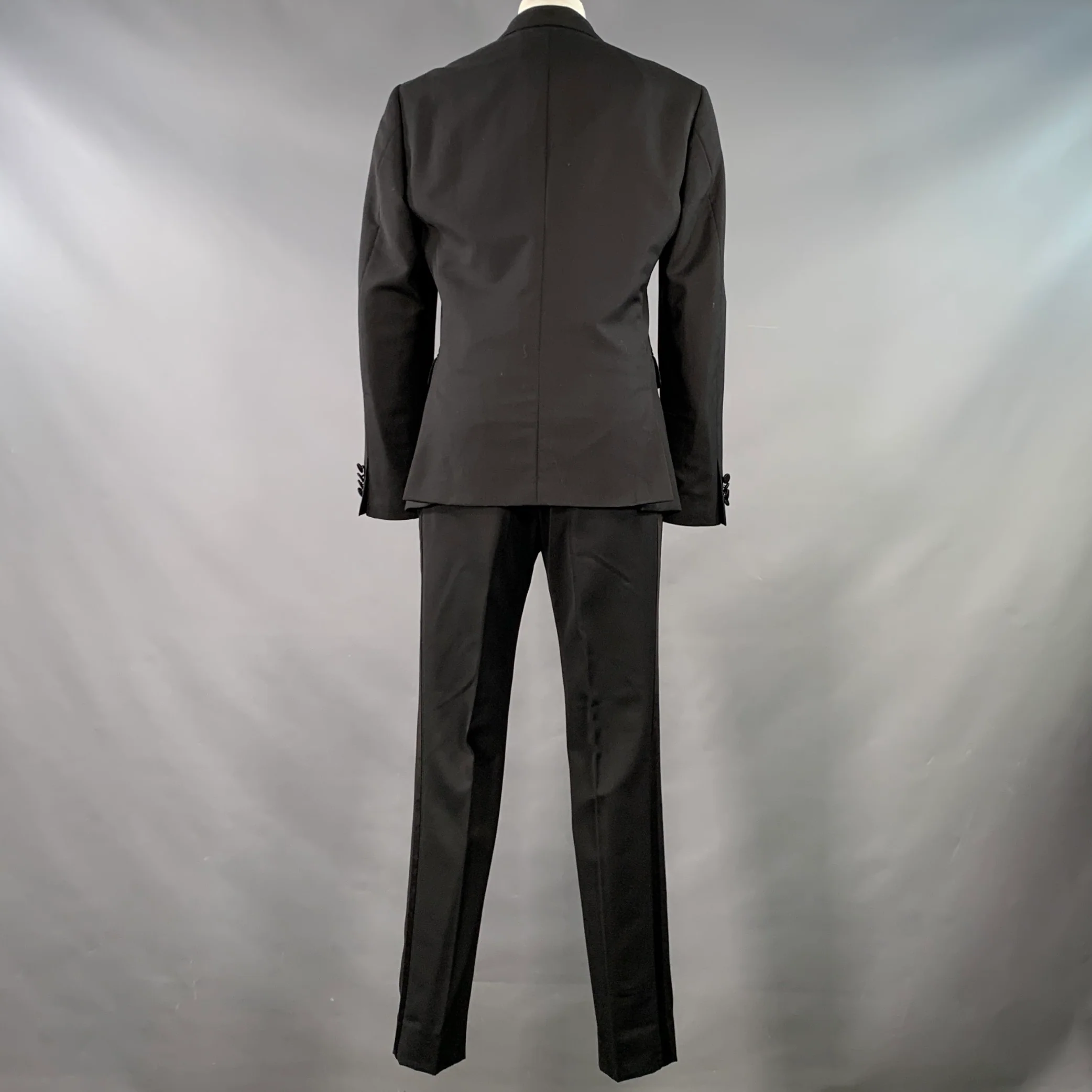 BURBERRY PRORSUM Size 36 Black Wool Mohair Silk Notch Lapel Suit - Image 3