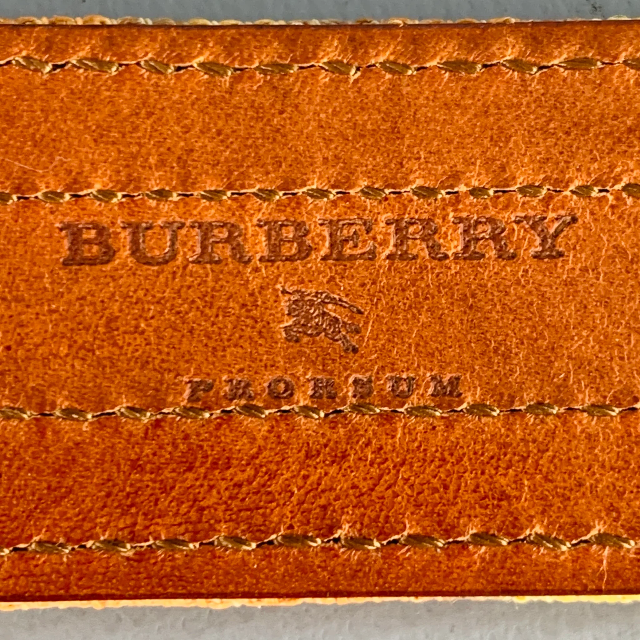 BURBERRY PRORSUM Size 36 Orange Yellow Floral Canvas Leather Belt - Image 5