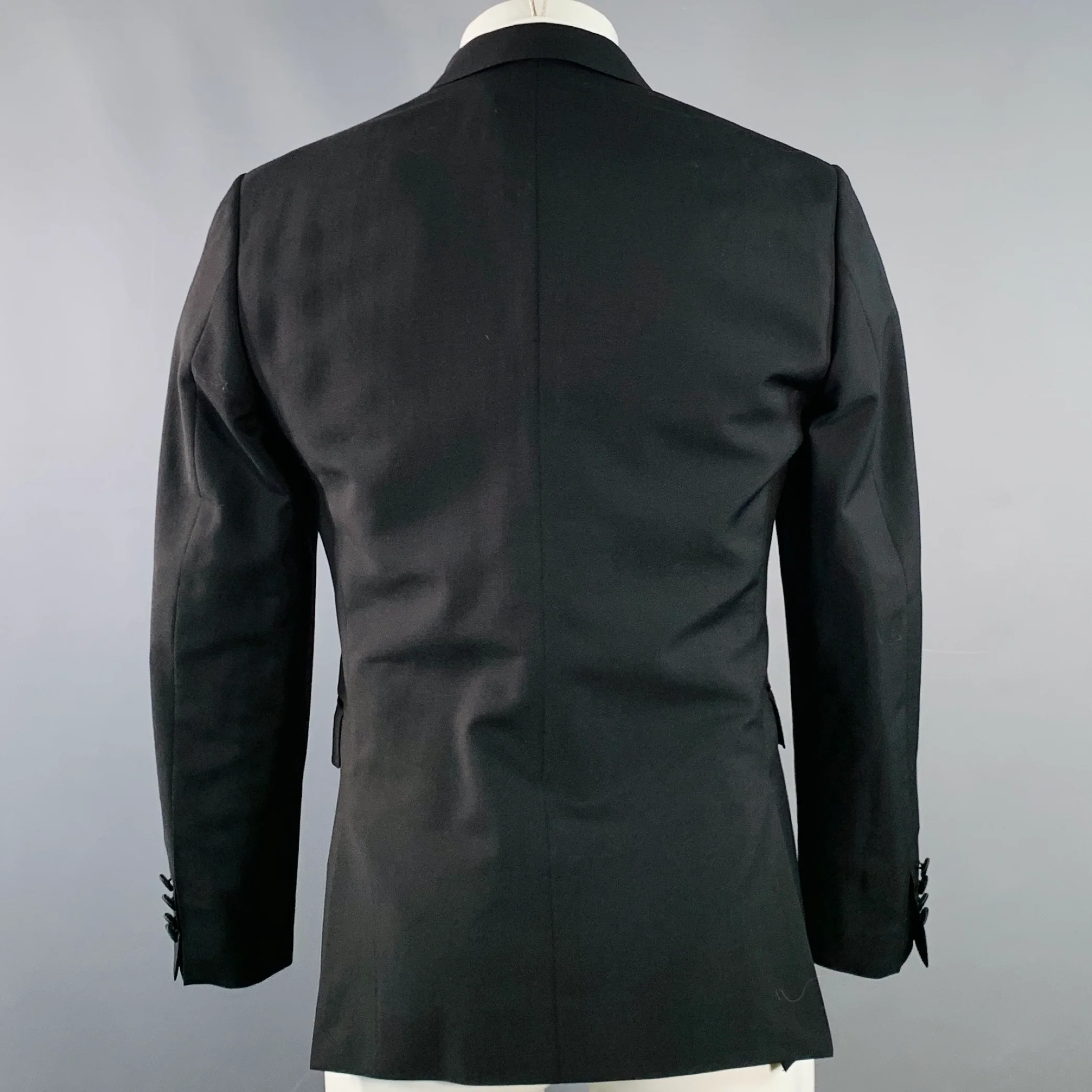 BURBERRY PRORSUM Size 38 Black Wool Mohair Silk Tuxedo Sport Coat - Image 4