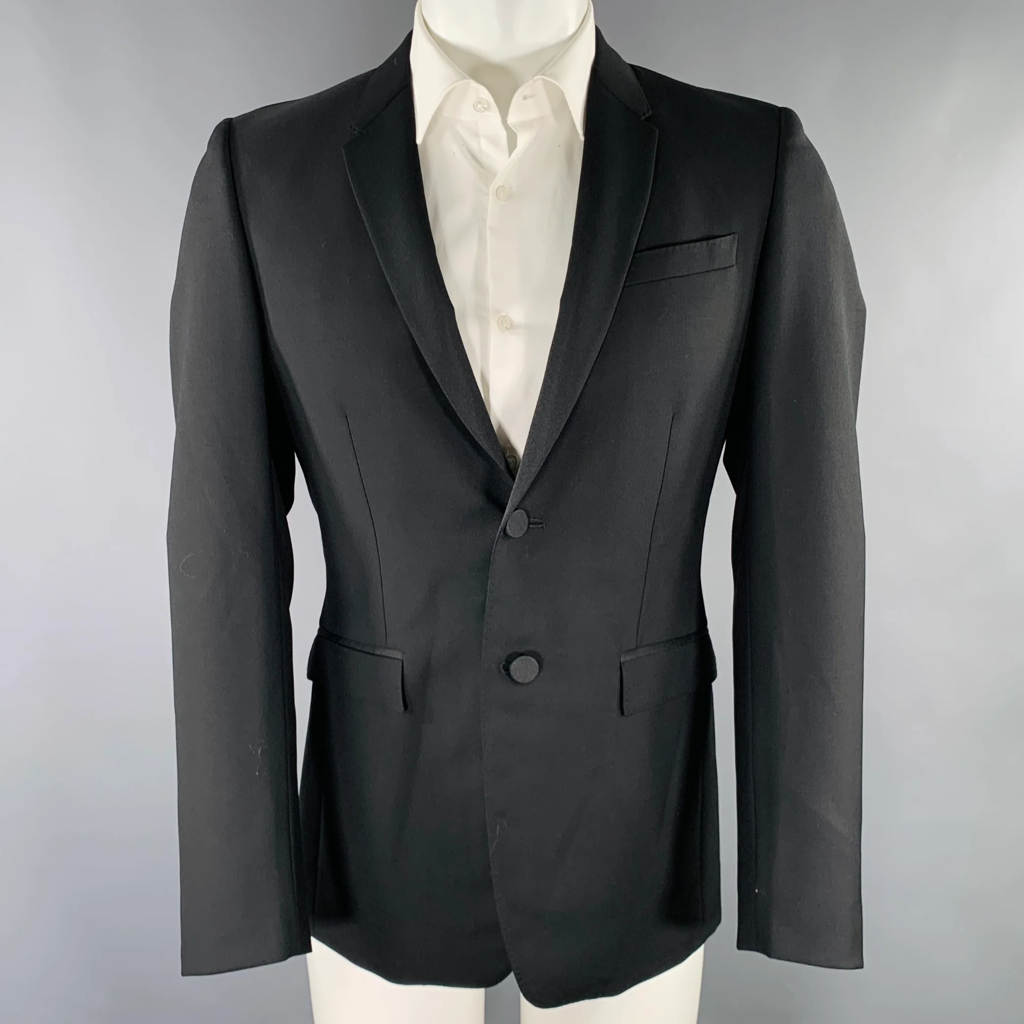 BURBERRY PRORSUM Size 38 Black Wool Notch Lapel Sport Coat Blazer