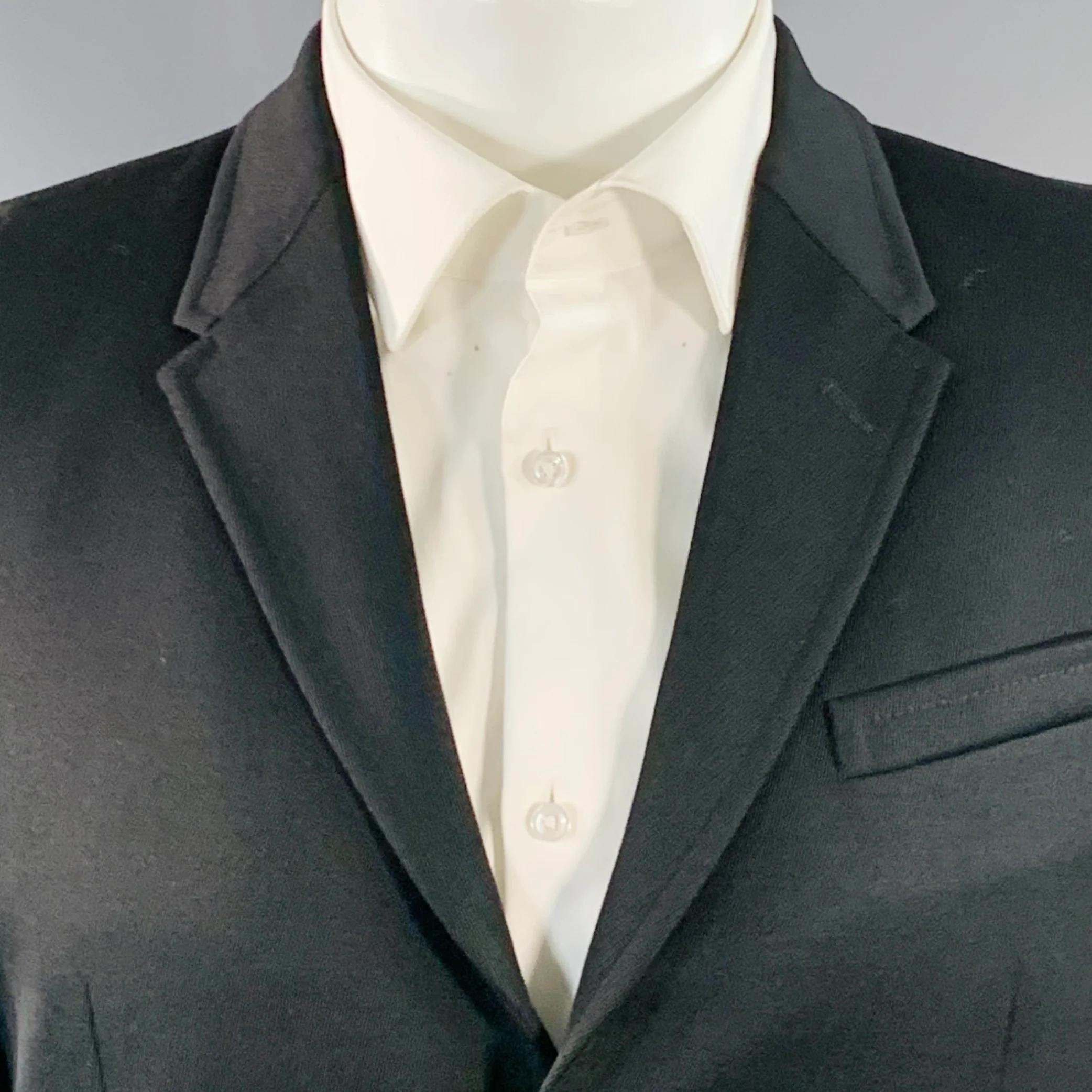 BURBERRY PRORSUM Size 40 Black Wool Twill Notch Lapel Sport Coat - Image 2