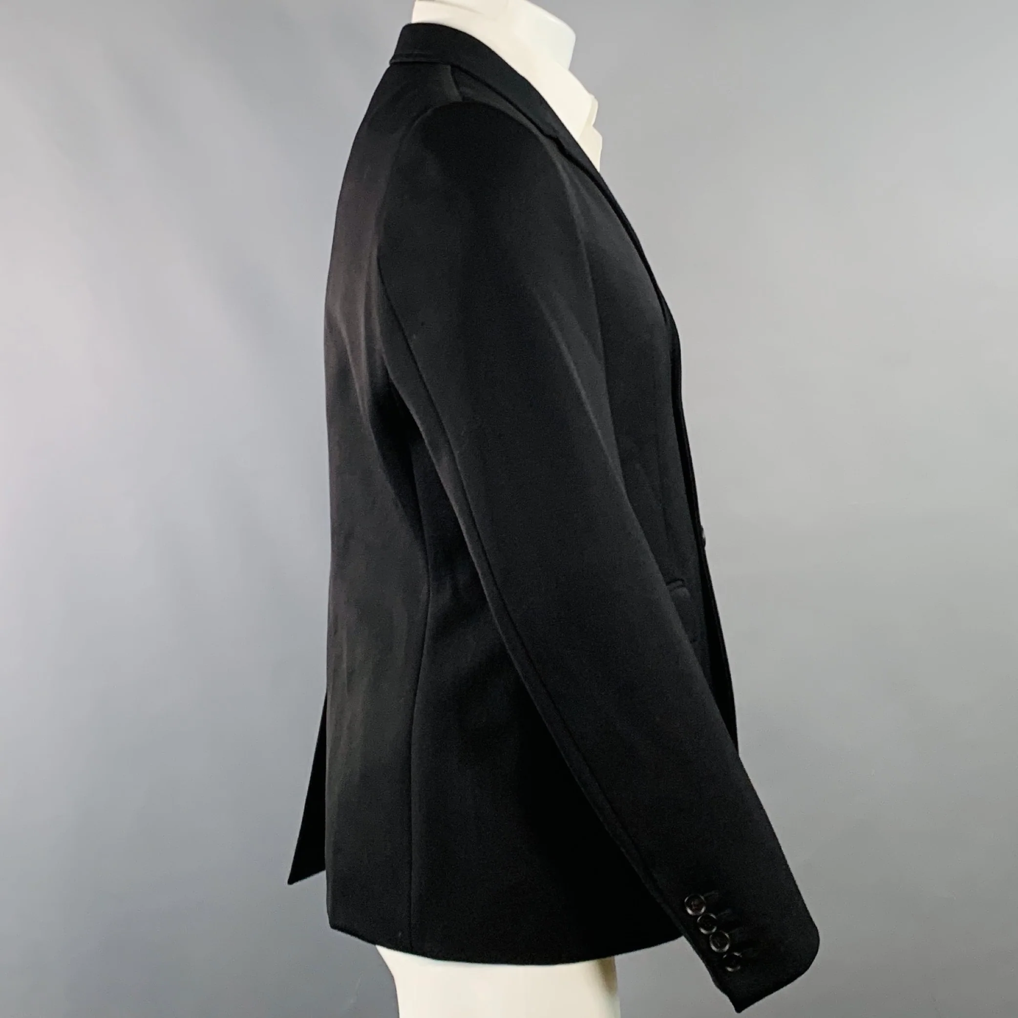 BURBERRY PRORSUM Size 40 Black Wool Twill Notch Lapel Sport Coat - Image 3
