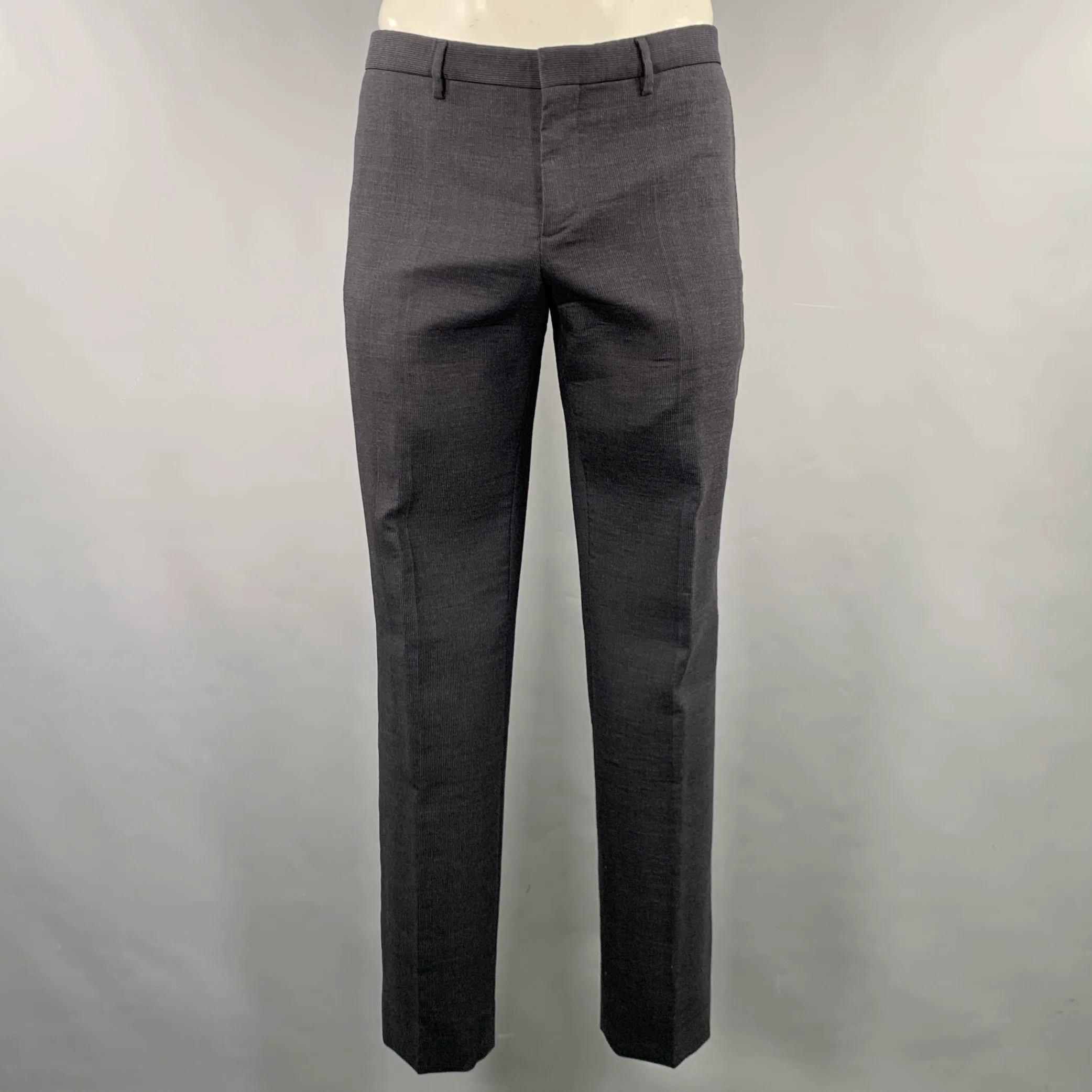BURBERRY PRORSUM Size 42 Black Charcoal Stripe Virgin Wool Suit - Image 4
