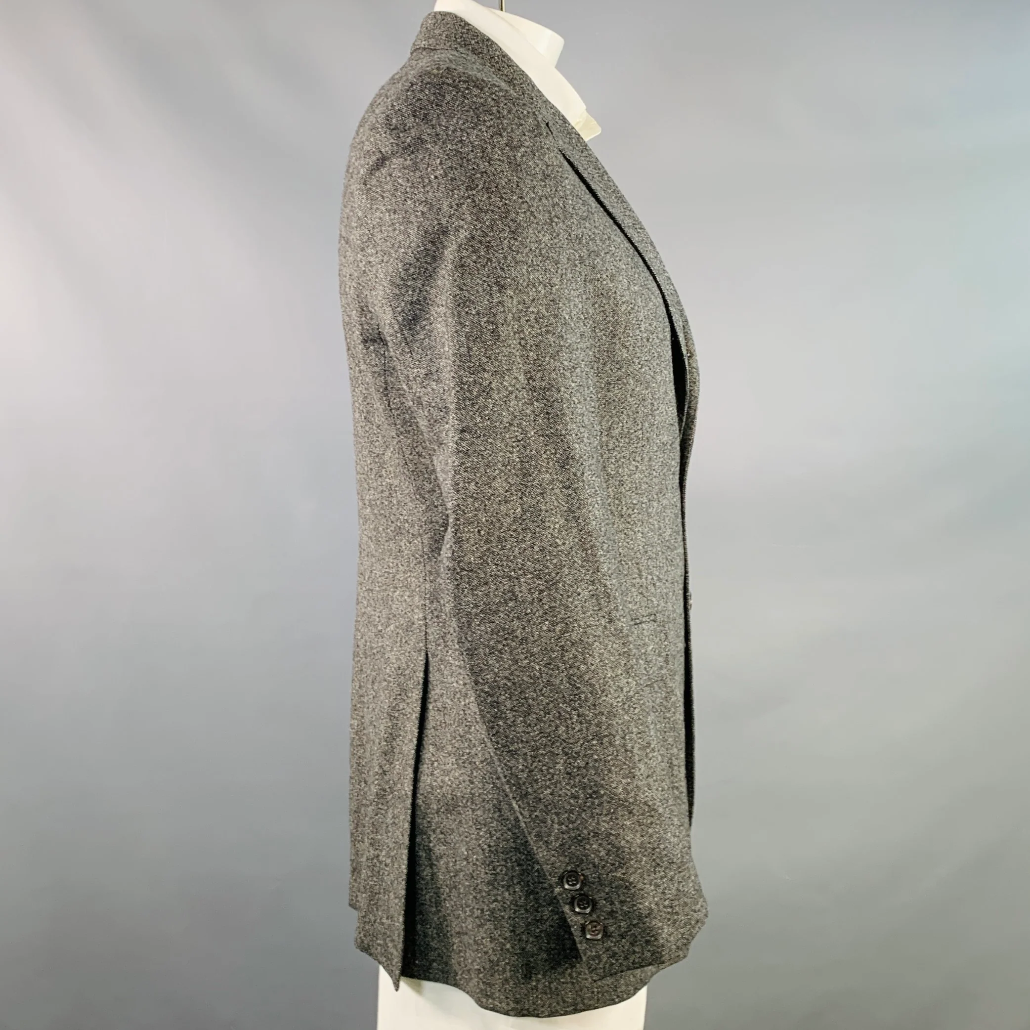 BURBERRY PRORSUM Size 42 Grey Black Heather Wool Notch Lapel Sport Coat - Image 2