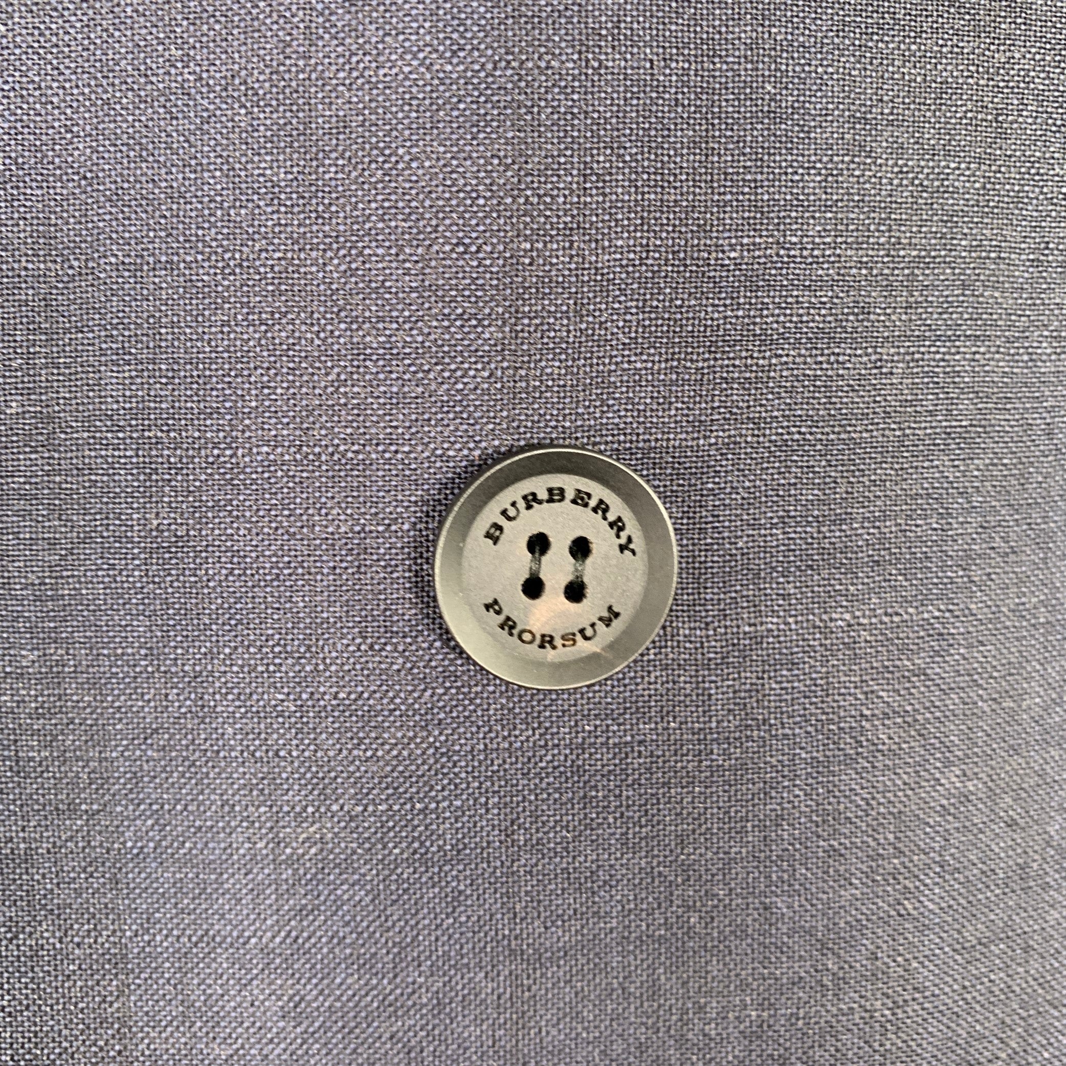 BURBERRY PRORSUM Size 44 Blue Indigo Double Breasted Sport Coat - Image 3