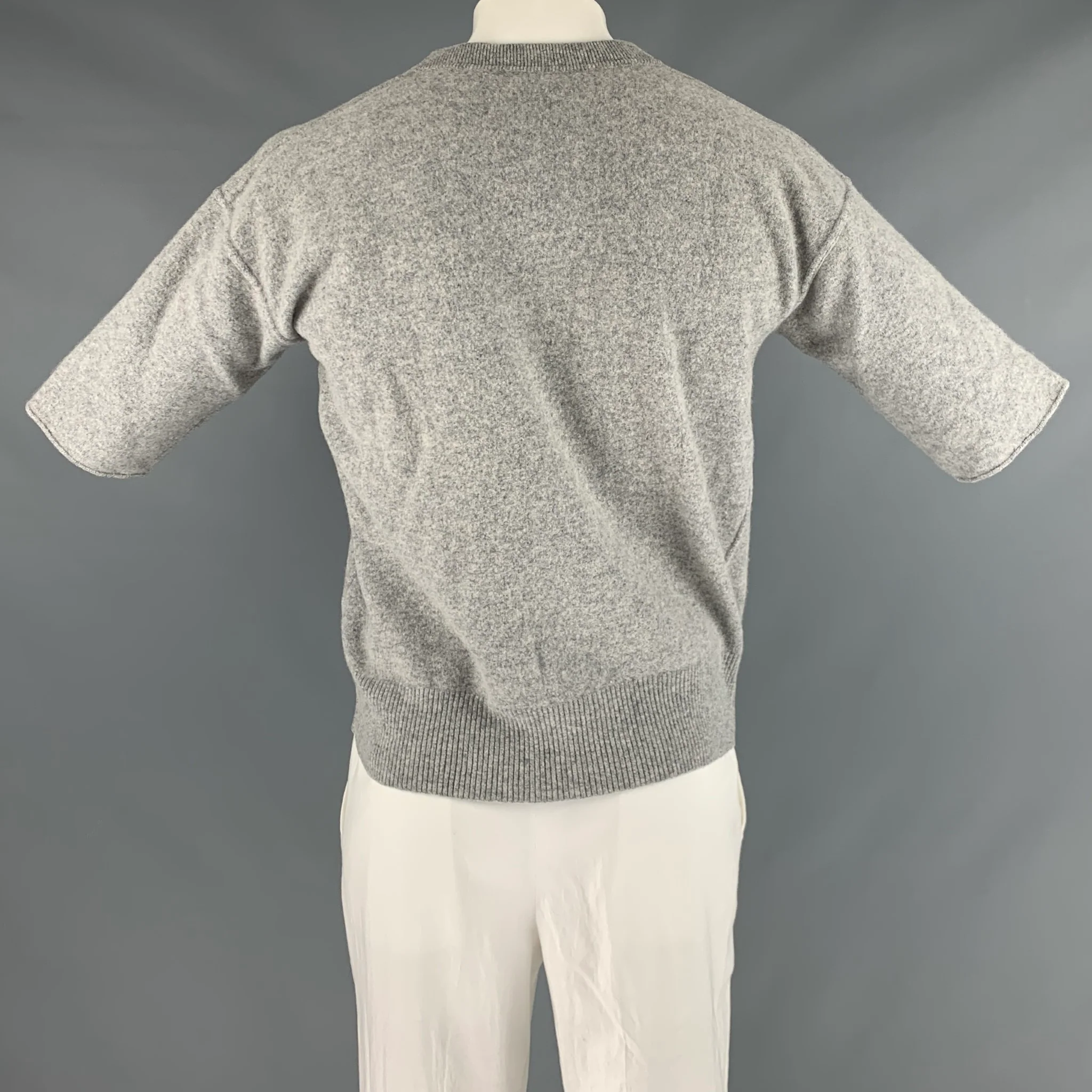 BURBERRY PRORSUM Size L Grey Green Applique T-shirt - Image 4