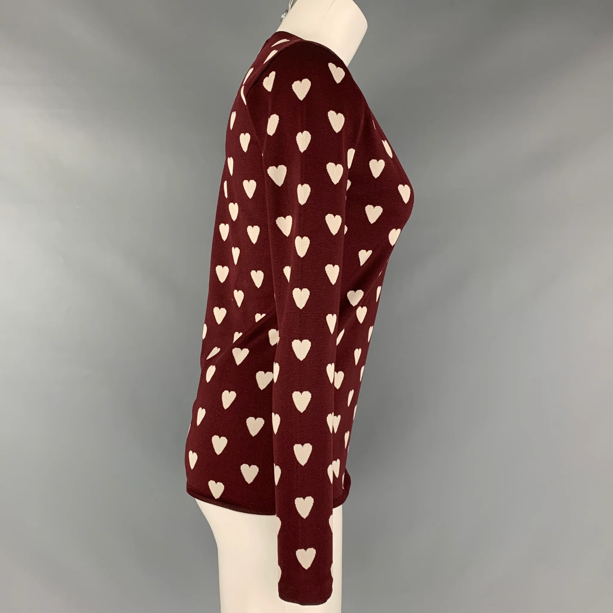 BURBERRY PRORSUM Size S Brown Silk Blend Print V-Neck Sweater - Image 2